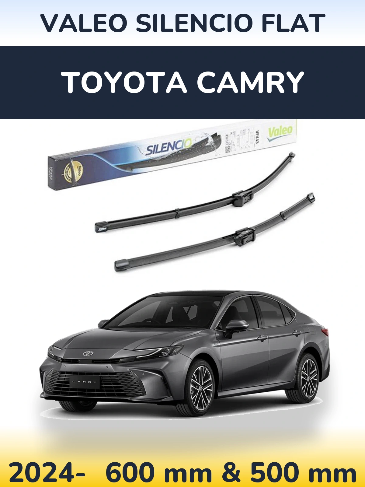 Комплект передних дворников Valeo Silencio Flat 600 & 500 мм для Toyota Camry 2024-2026