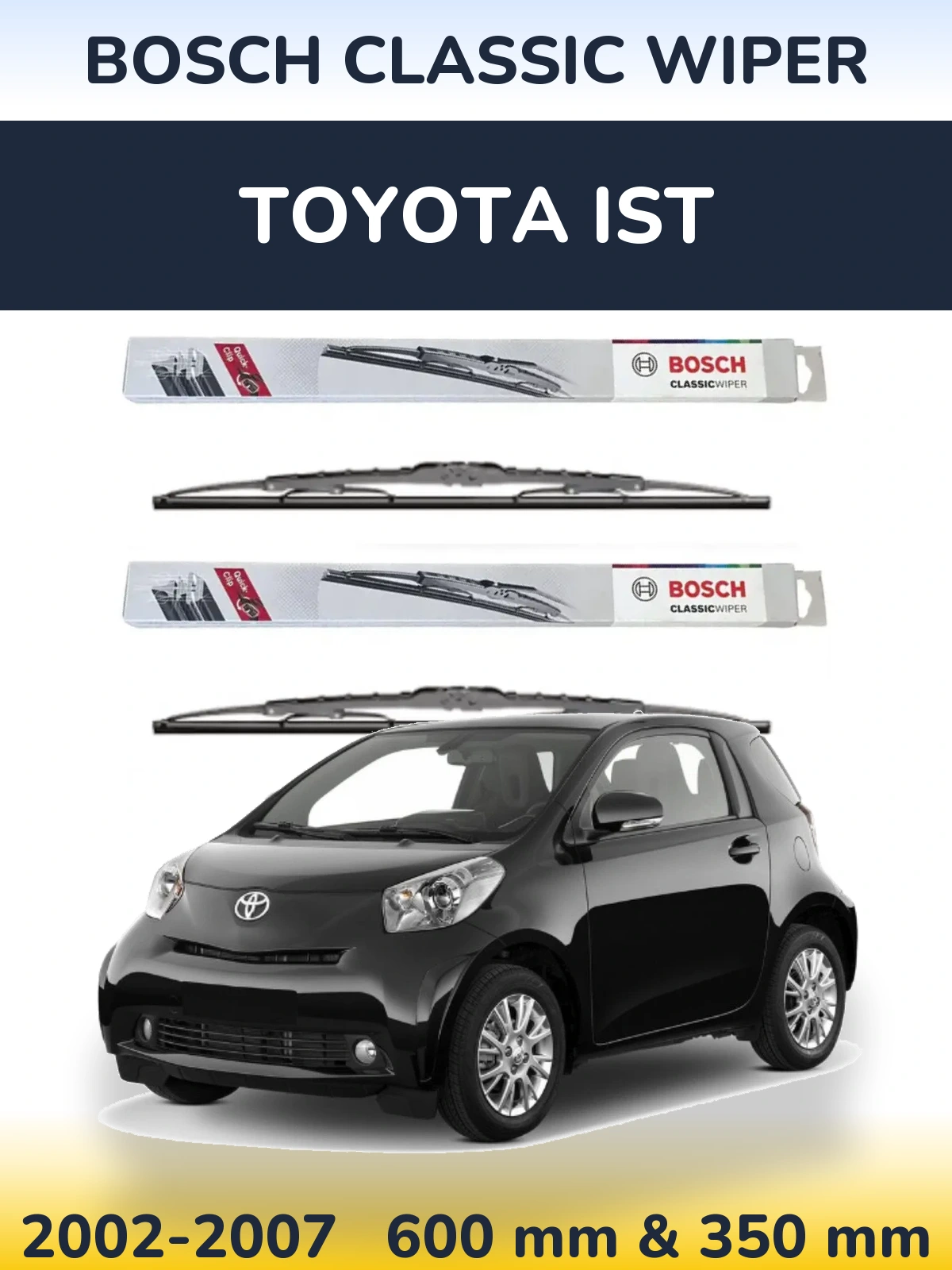 Komplet przednich wycieraczek BOSCH Classic Wiper 600 & 340 mm do Toyota Ist 2002-2007