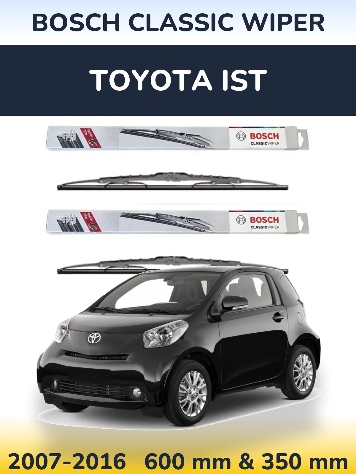 Komplet przednich wycieraczek BOSCH Classic Wiper 600 & 340 mm do Toyota Ist 2007-2016