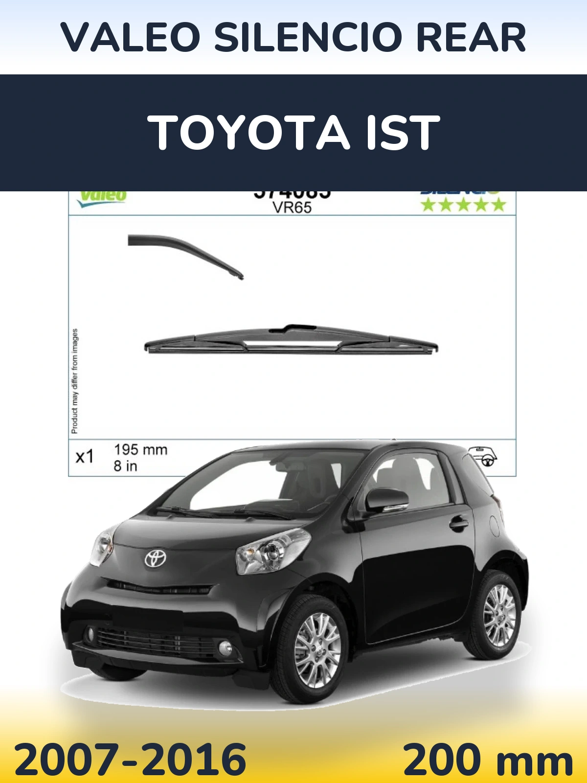 Rear wiper blade Valeo Silencio Rear 195 mm for Toyota Ist 2007-2016