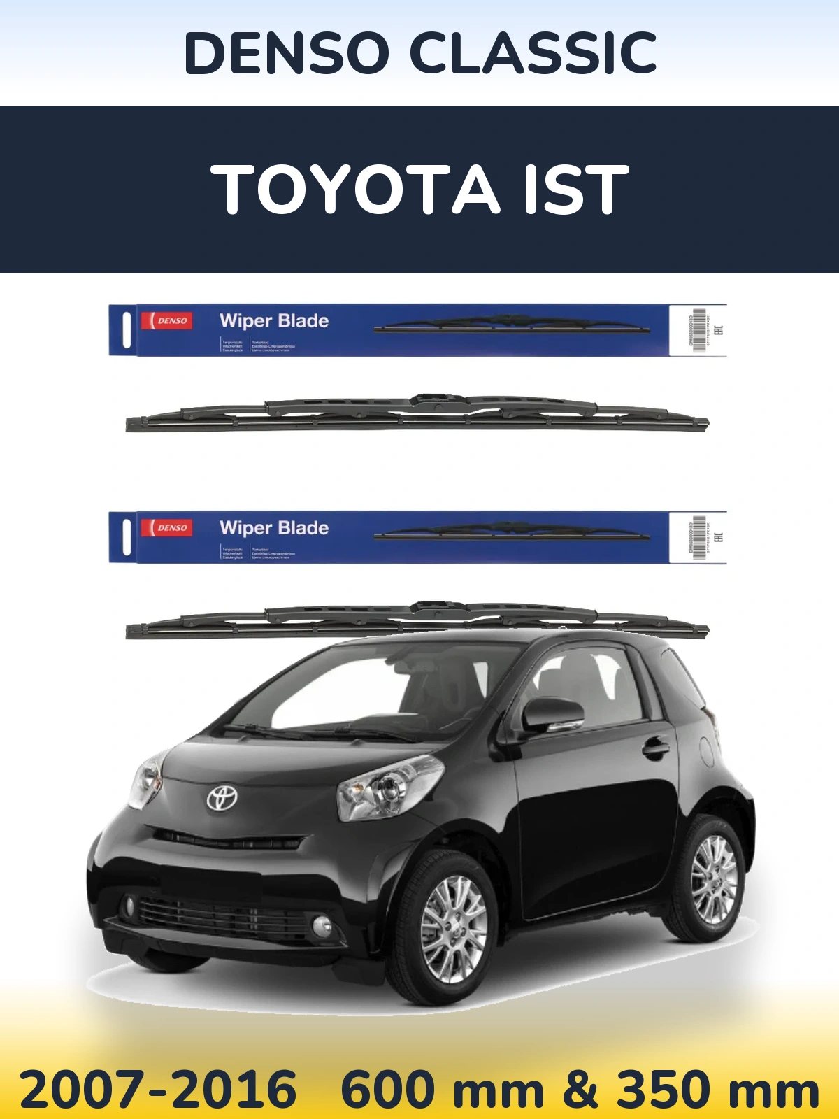 Komplet przednich wycieraczek Denso Classic 600 & 350 mm do Toyota Ist 2007-2016