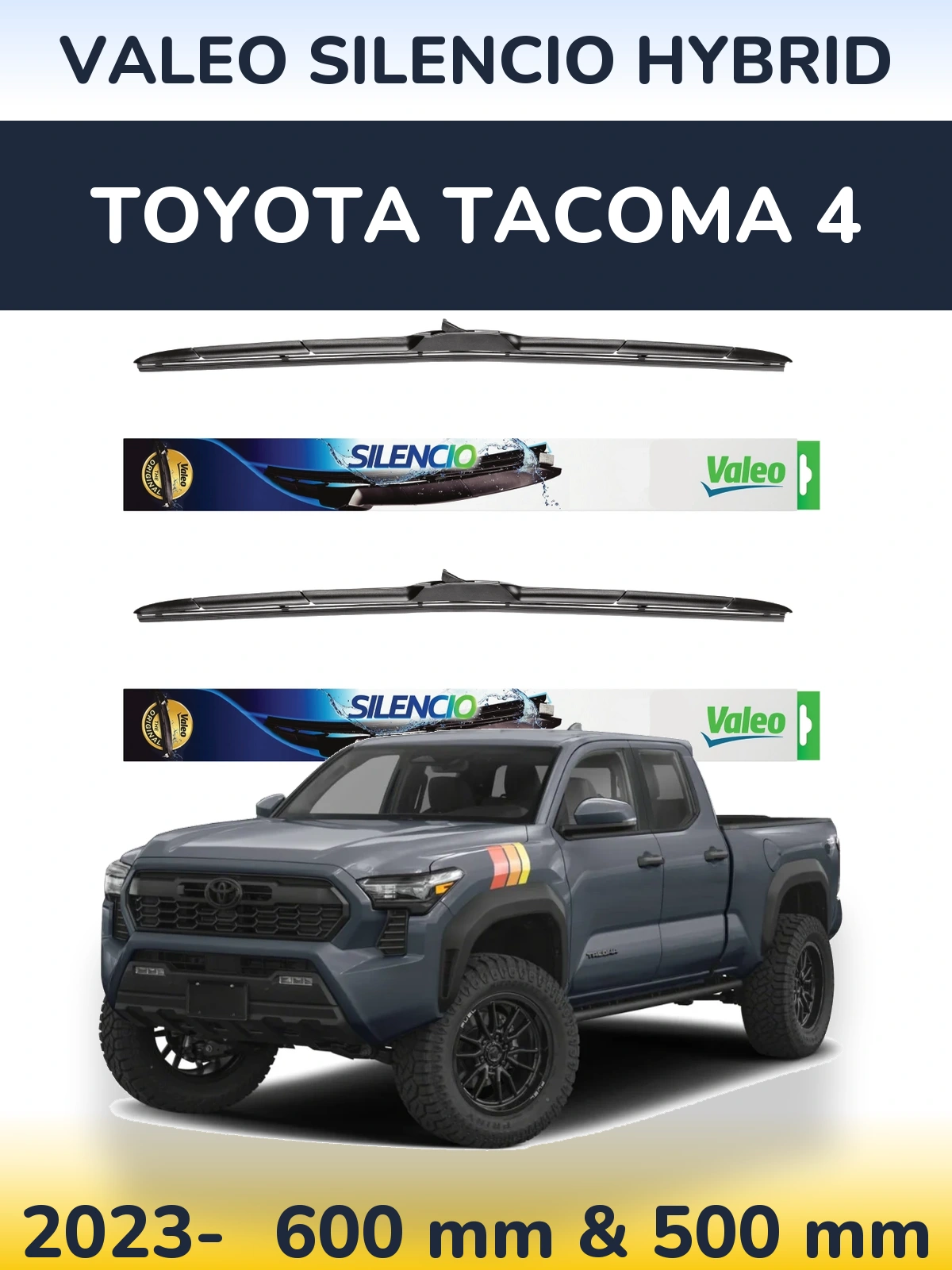 Komplet przednich wycieraczek Valeo Silencio Hybrid 600 & 500 mm do Toyota Tacoma 4 2023-2026