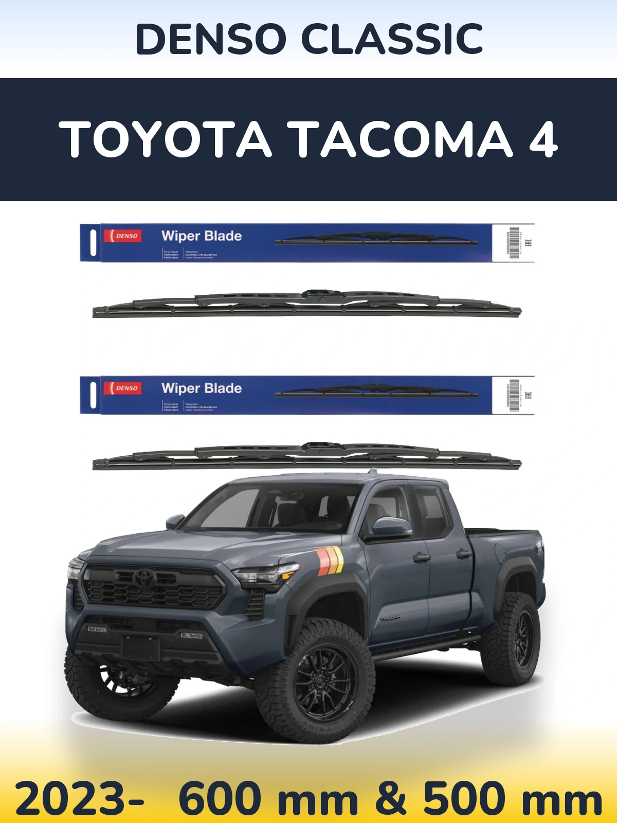 Komplet przednich wycieraczek Denso Classic 600 & 500 mm do Toyota Tacoma 4 2023-2026