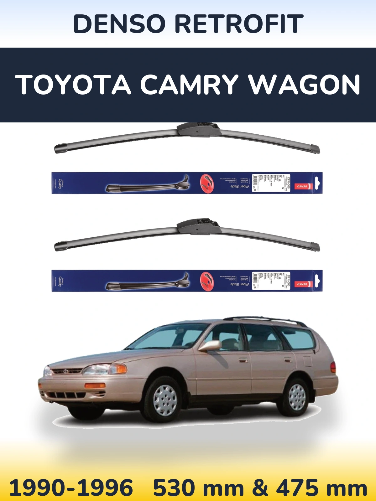 Komplet przednich wycieraczek Denso Retrofit 530 & 475 mm do Toyota Camry Wagon 1990-1996