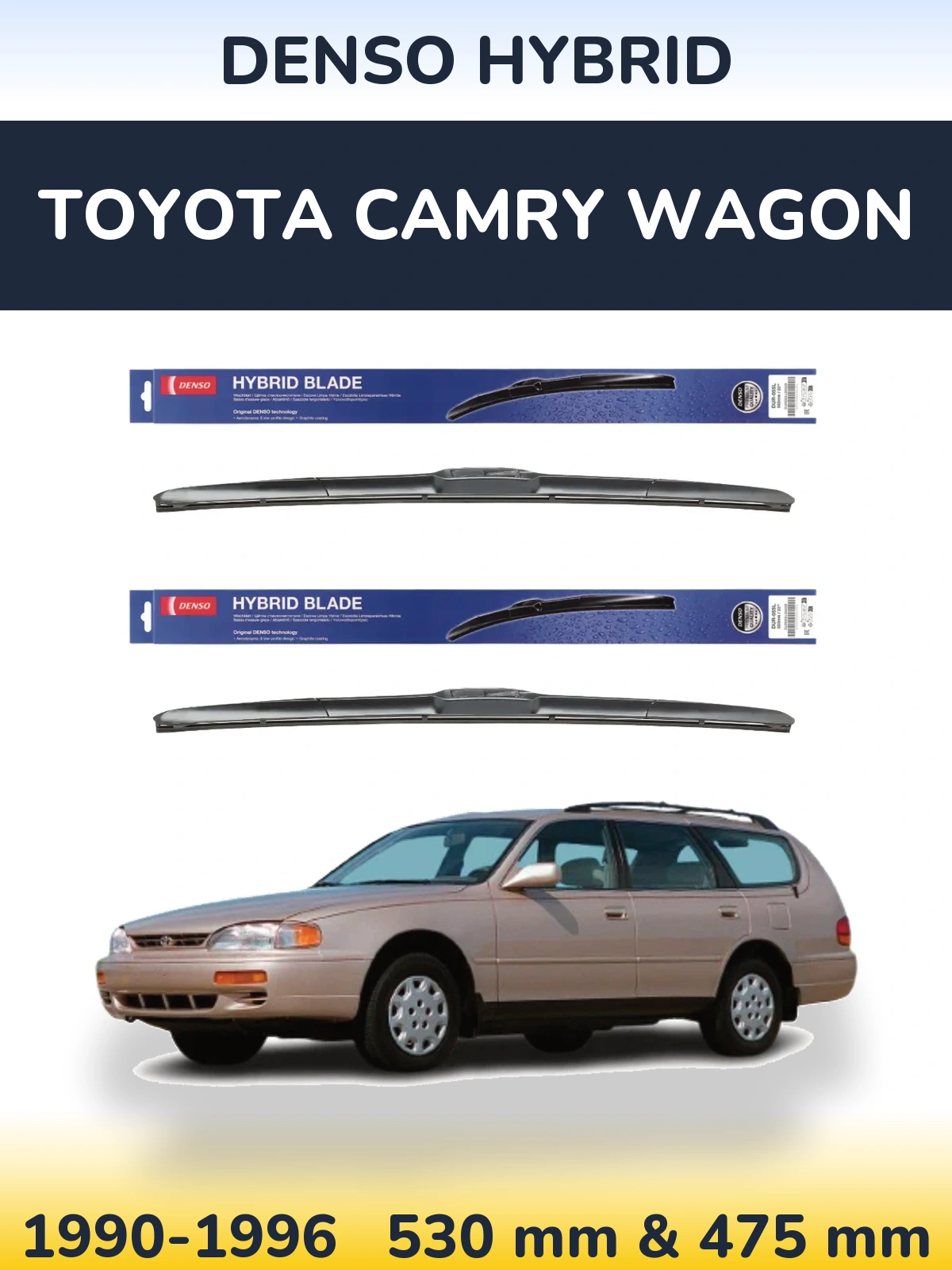 Komplet przednich wycieraczek Denso Hybrid 530 & 475 mm do Toyota Camry Wagon 1990-1996