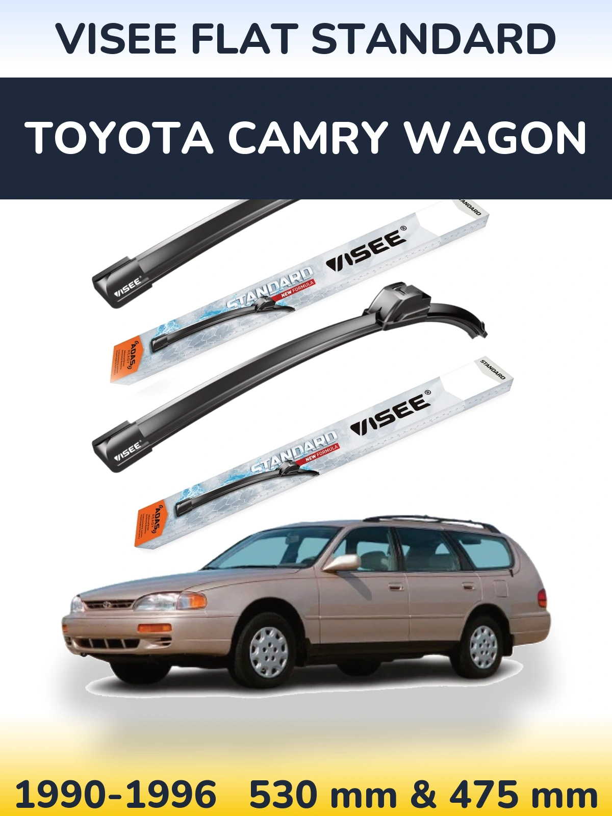 Komplet przednich wycieraczek VISEE FLAT STANDARD 530 & 475 mm do Toyota Camry Wagon 1990-1996