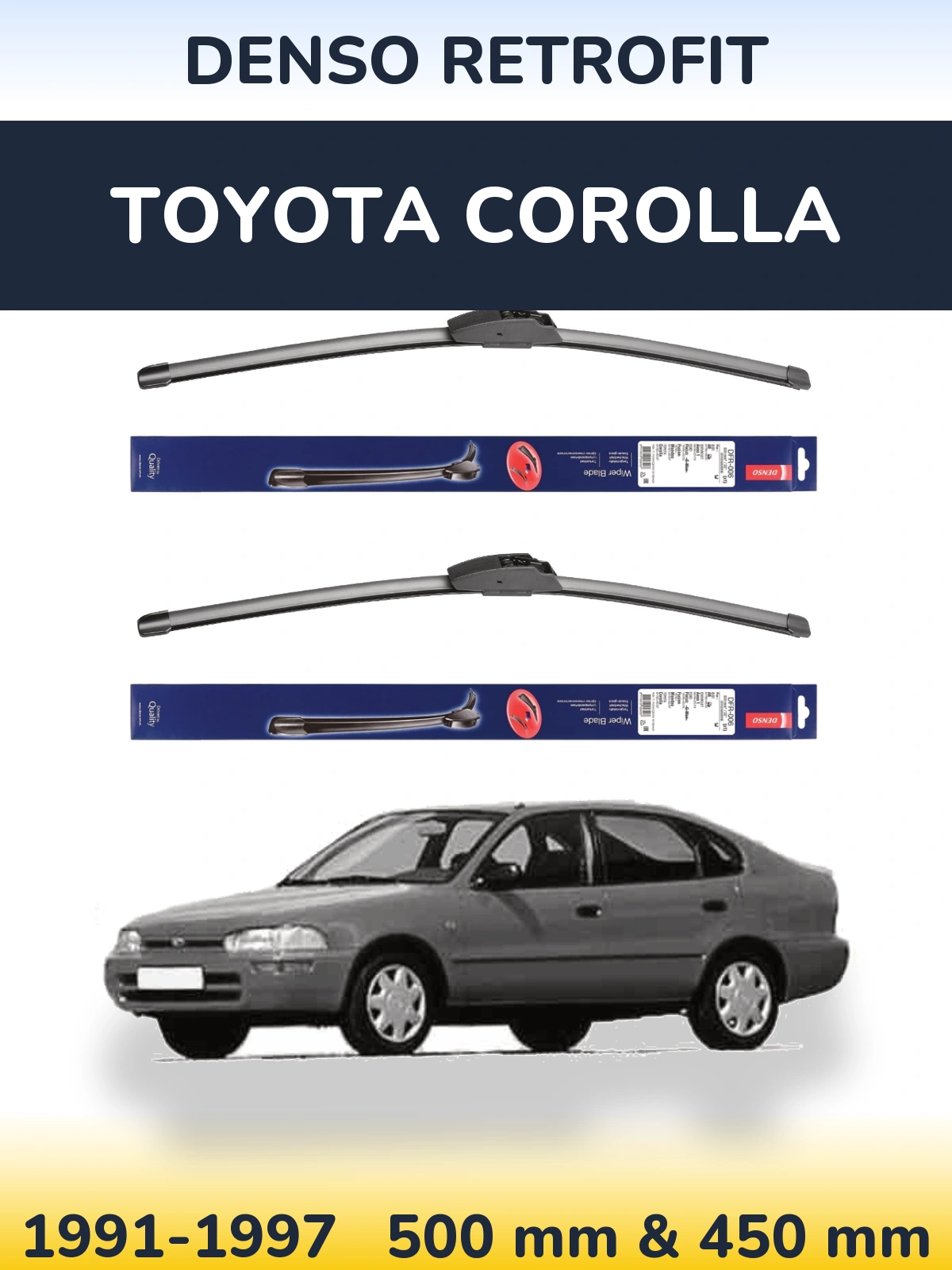 Комплект передних дворников Denso Retrofit 500 & 450 мм для Toyota Corolla 1991-1997