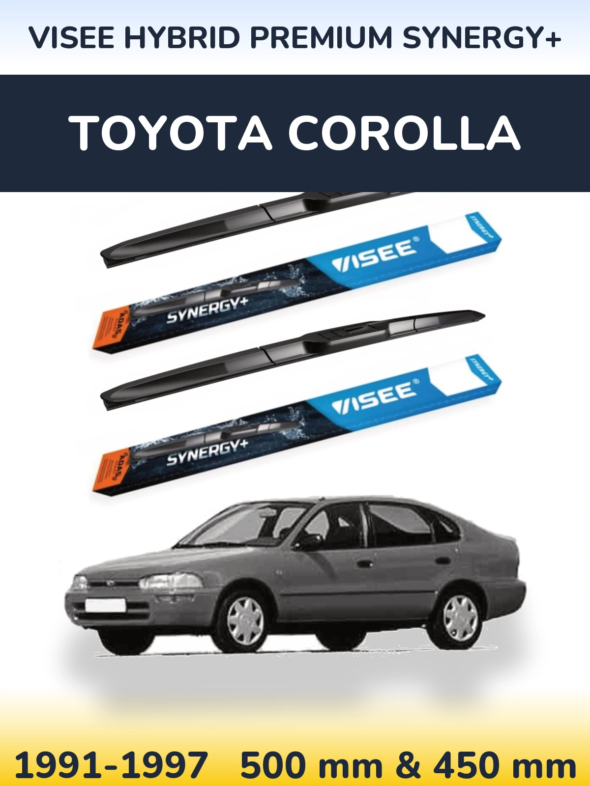 Комплект передних дворников VISEE HYBRID PREMIUM SYNERGY+ 500 & 450 мм для Toyota Corolla 1991-1997