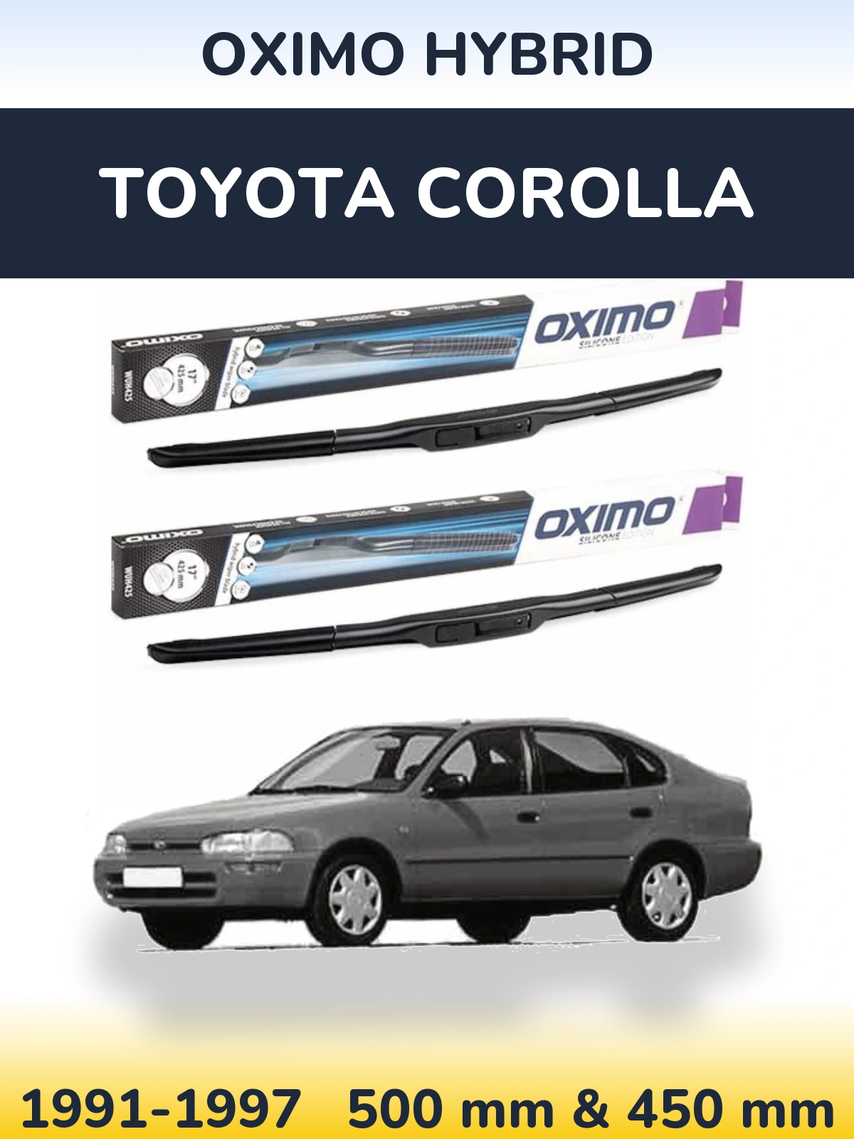 Комплект передних дворников Oximo Hybrid 500 & 450 мм для Toyota Corolla 1991-1997