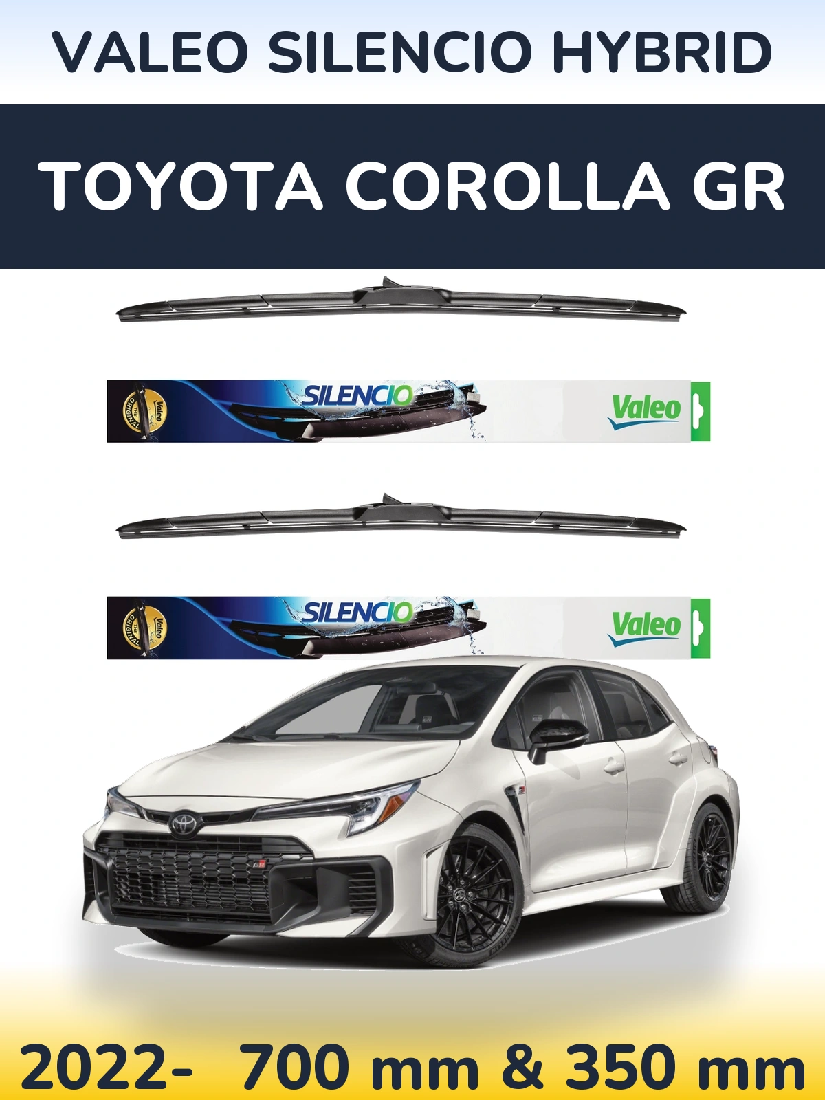 Комплект передних дворников Valeo Silencio Hybrid 700 & 350 мм для Toyota Corolla GR 2022-2026