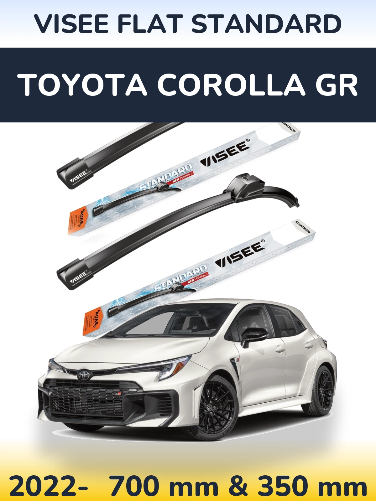 Комплект передних дворников VISEE FLAT STANDARD 700 & 350 мм для Toyota Corolla GR 2022-2026