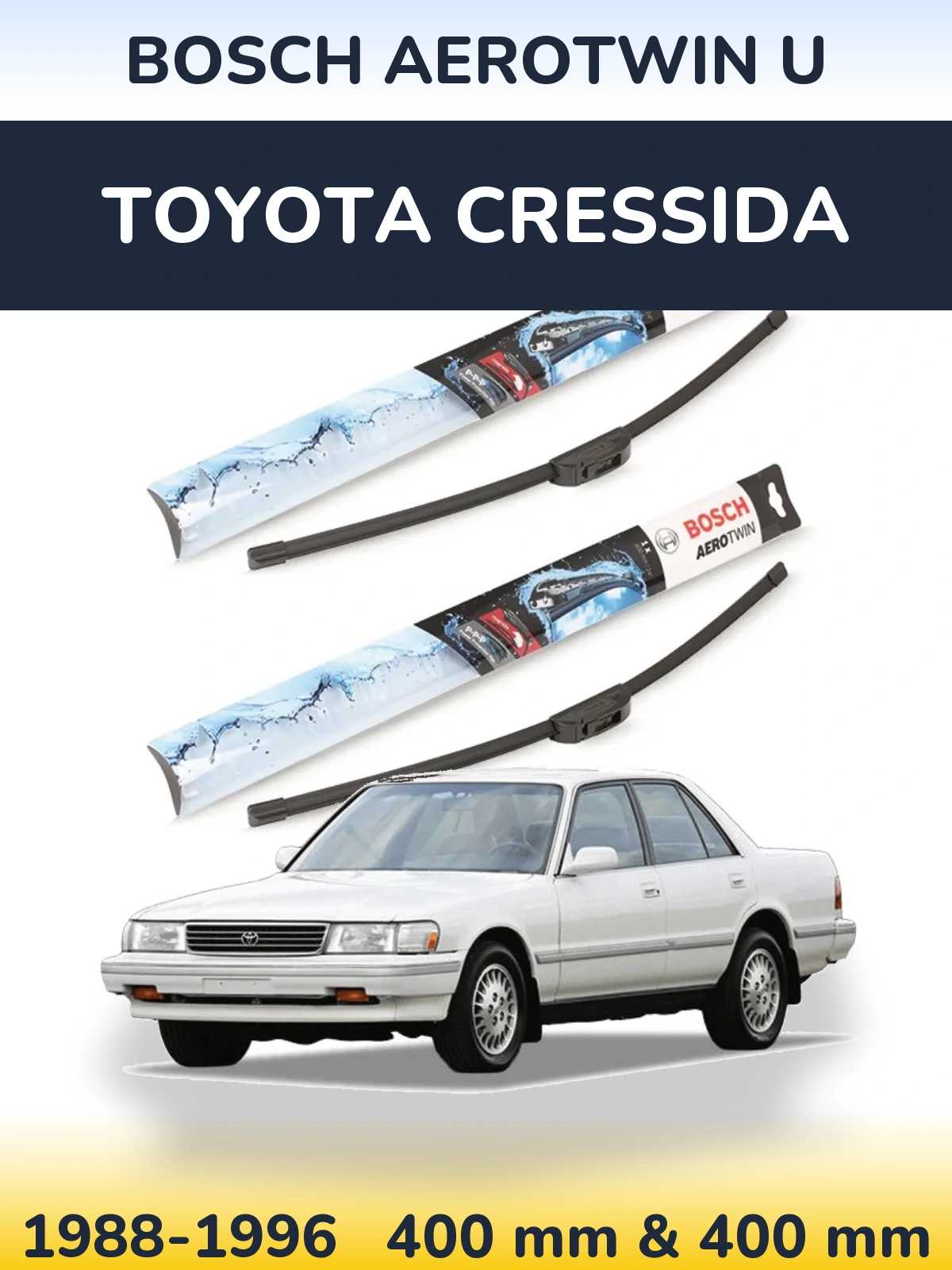 Komplet przednich wycieraczek BOSCH AeroTwin U 400 & 400 mm do Toyota Cressida 1988-1996