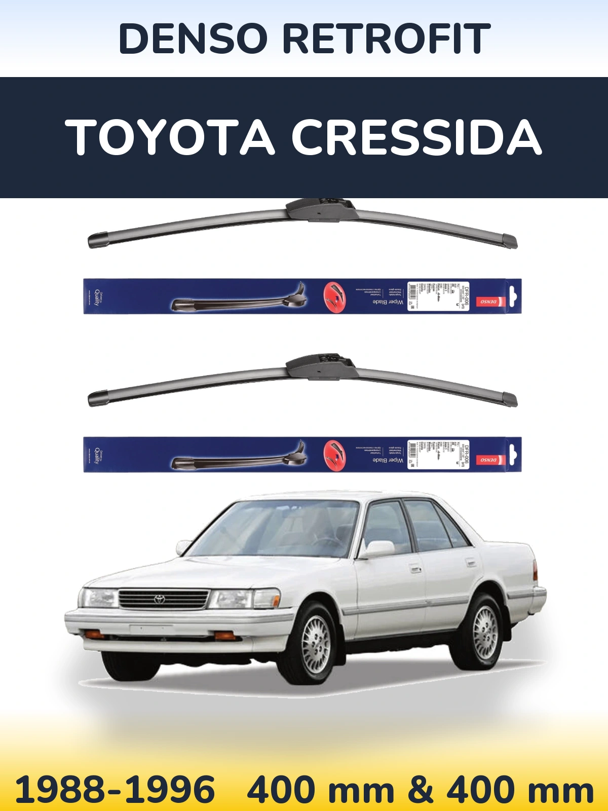 Komplet przednich wycieraczek Denso Retrofit 400 & 400 mm do Toyota Cressida 1988-1996