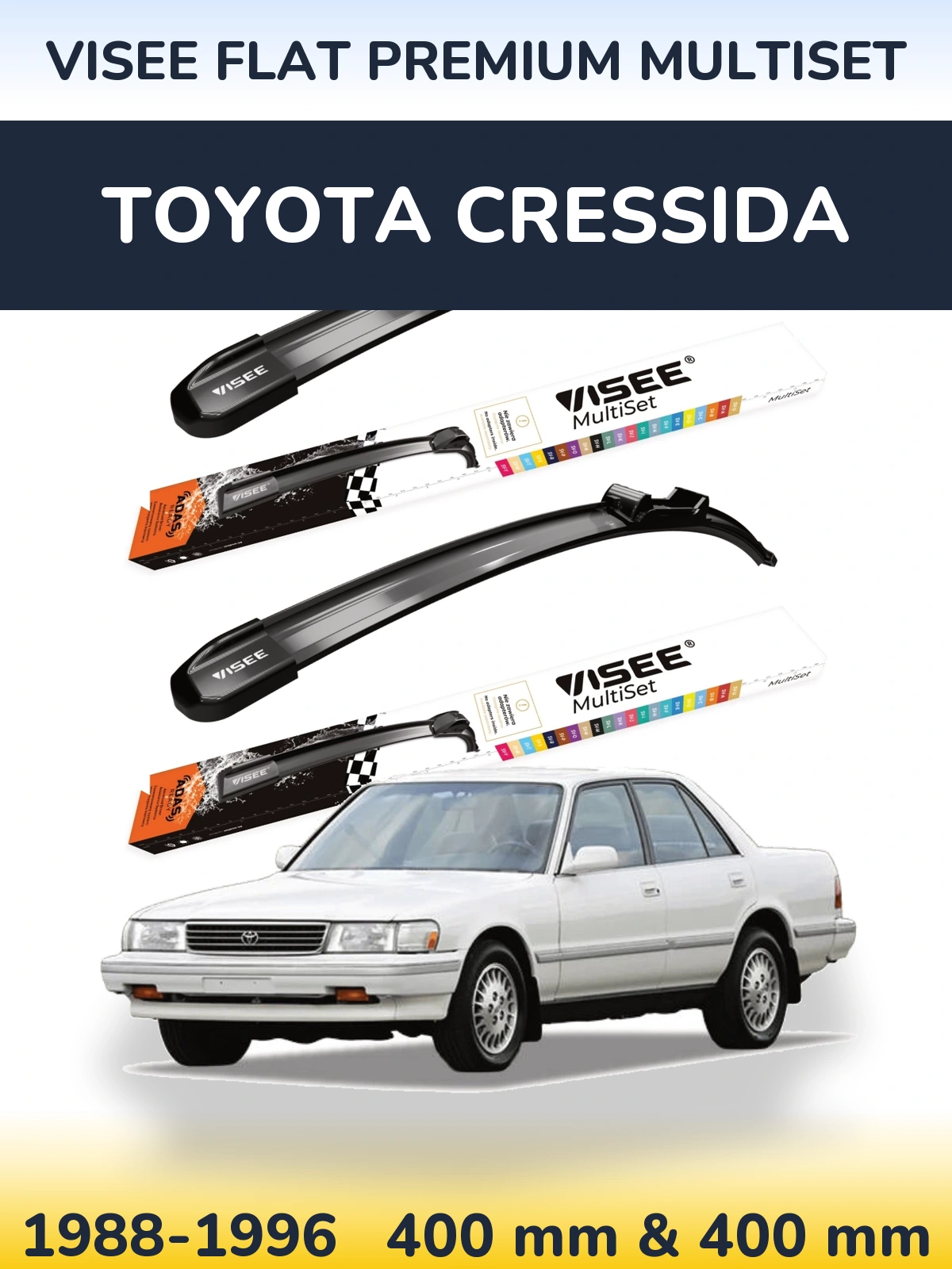 Komplet przednich wycieraczek VISEE FLAT PREMIUM MultiSet 400 & 400 mm do Toyota Cressida 1988-1996