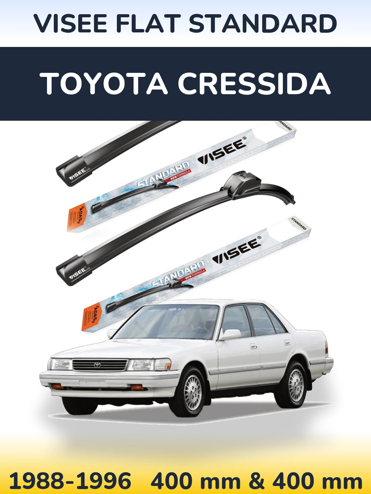 Комплект передних дворников VISEE FLAT STANDARD 400 & 400 мм для Toyota Cressida 1988-1996
