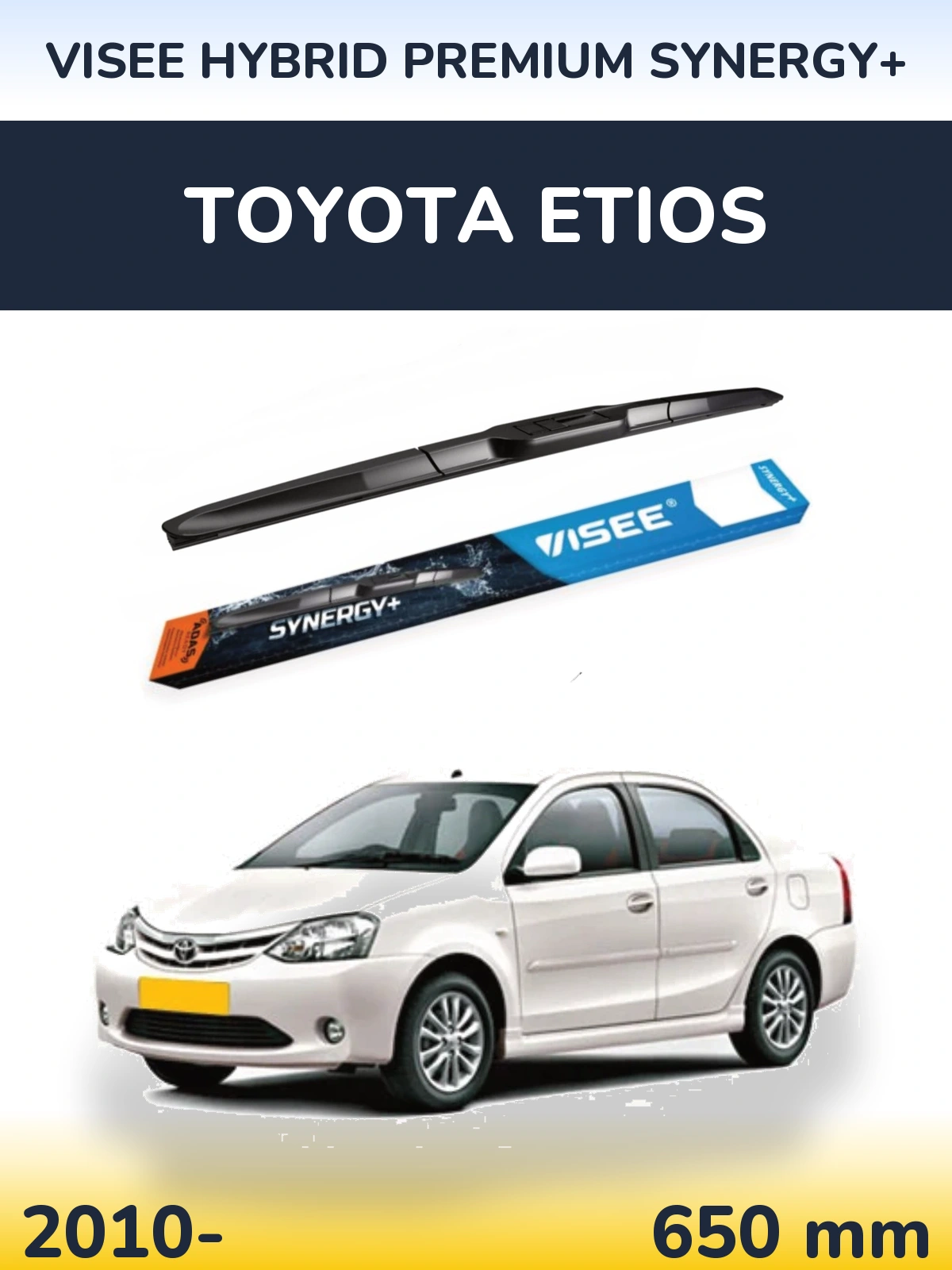 Передний дворник VISEE HYBRID PREMIUM SYNERGY+ 650 мм для Toyota Etios 2010-2026