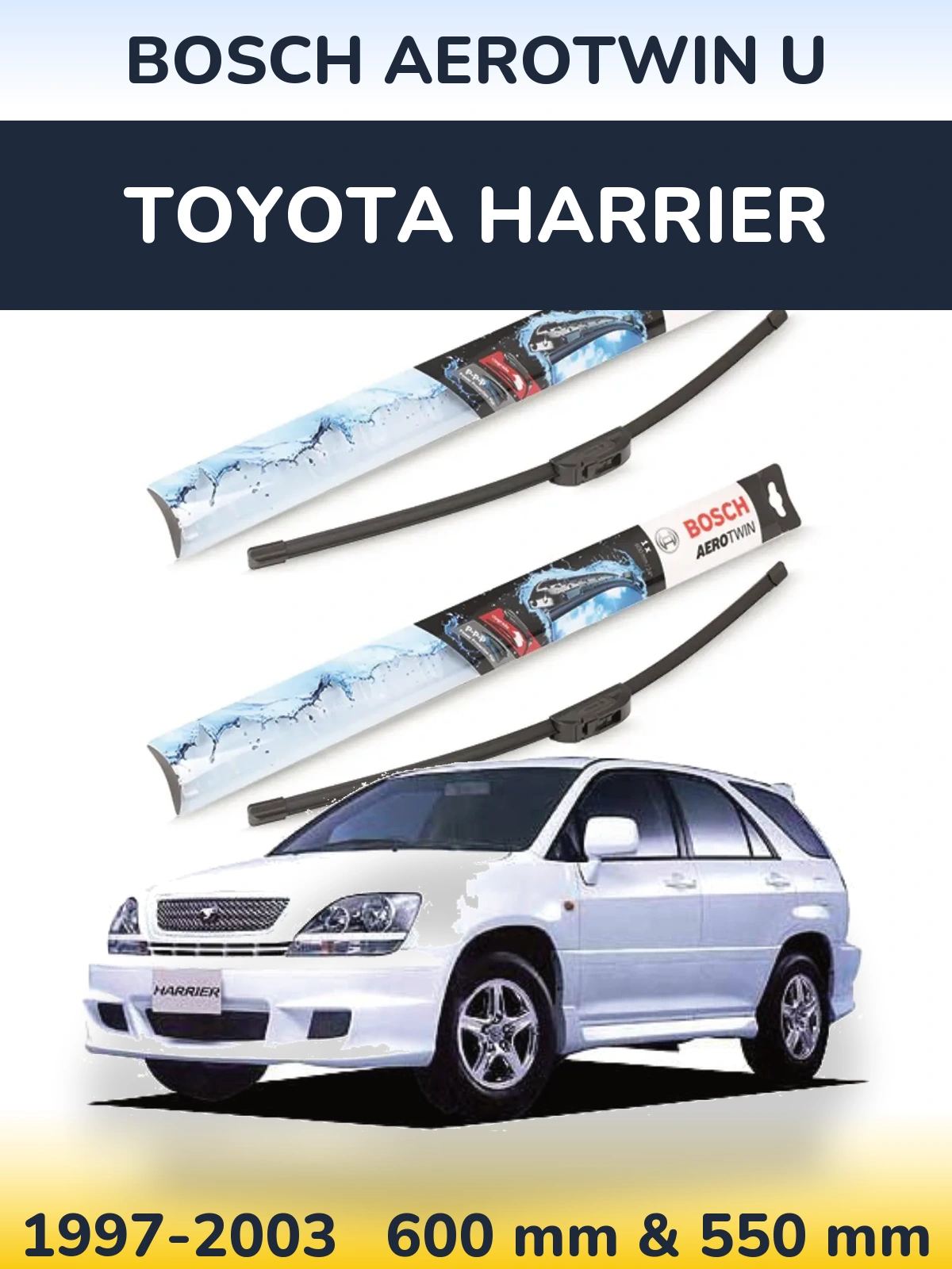Комплект передних дворников BOSCH AeroTwin U 600 & 550 мм для Toyota Harrier 1997-2003