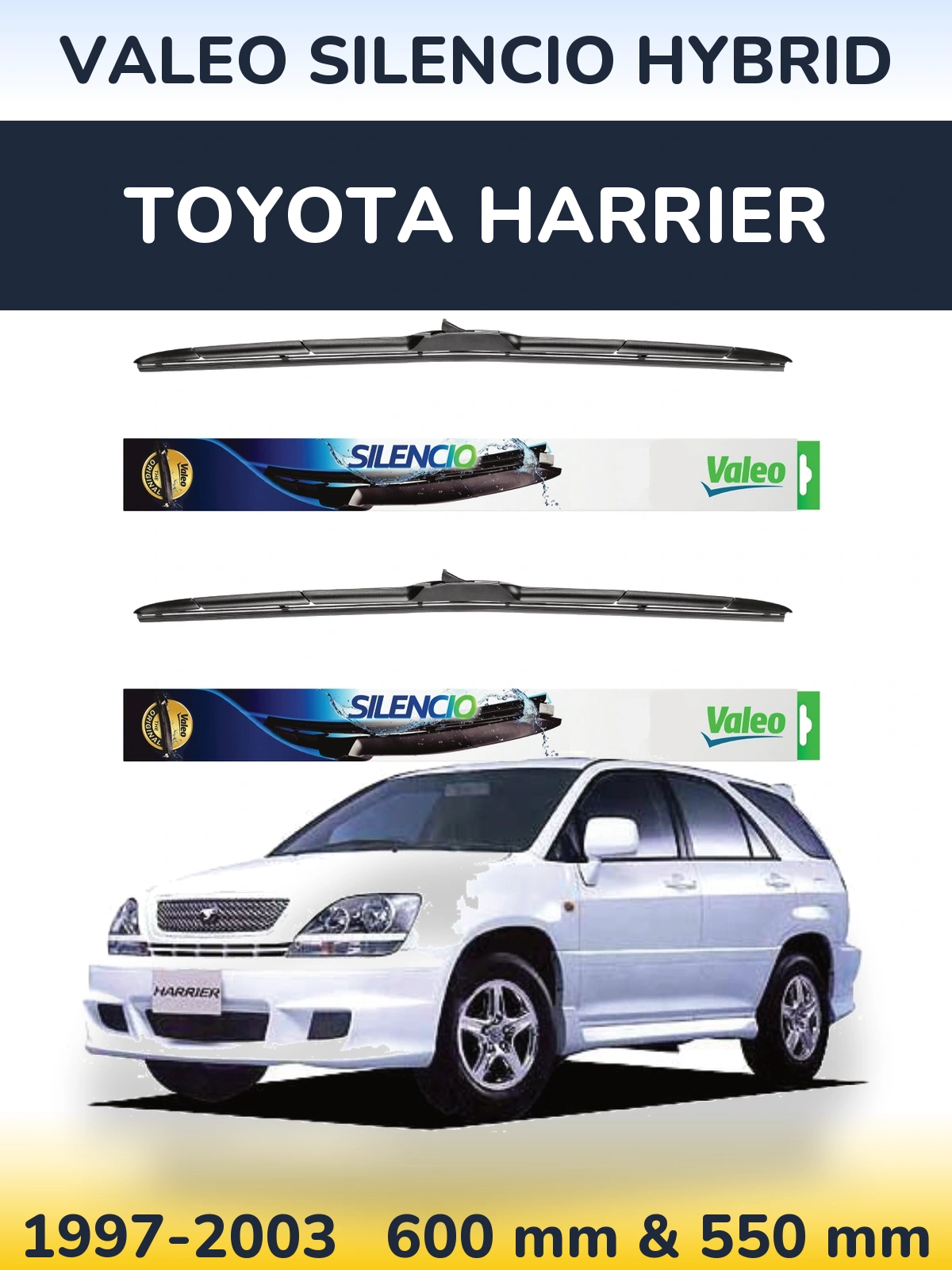 Комплект передних дворников Valeo Silencio Hybrid 600 & 550 мм для Toyota Harrier 1997-2003