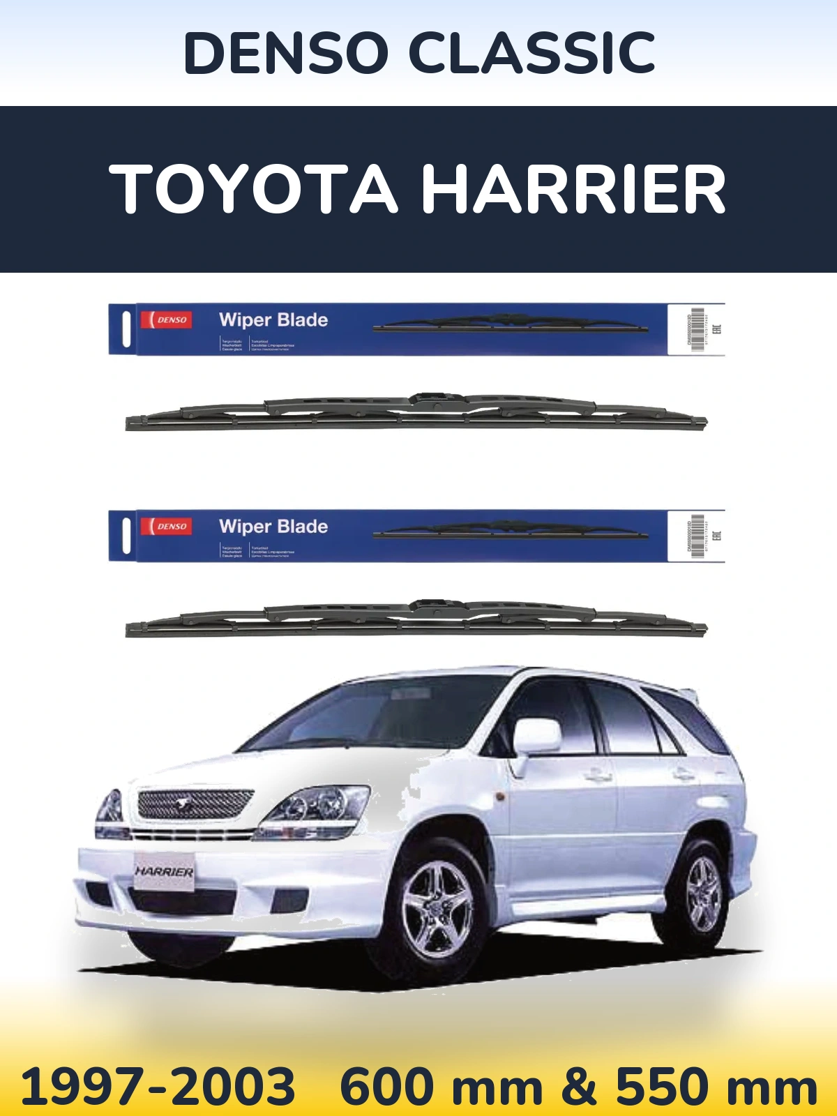 Комплект передних дворников Denso Classic 600 & 550 мм для Toyota Harrier 1997-2003