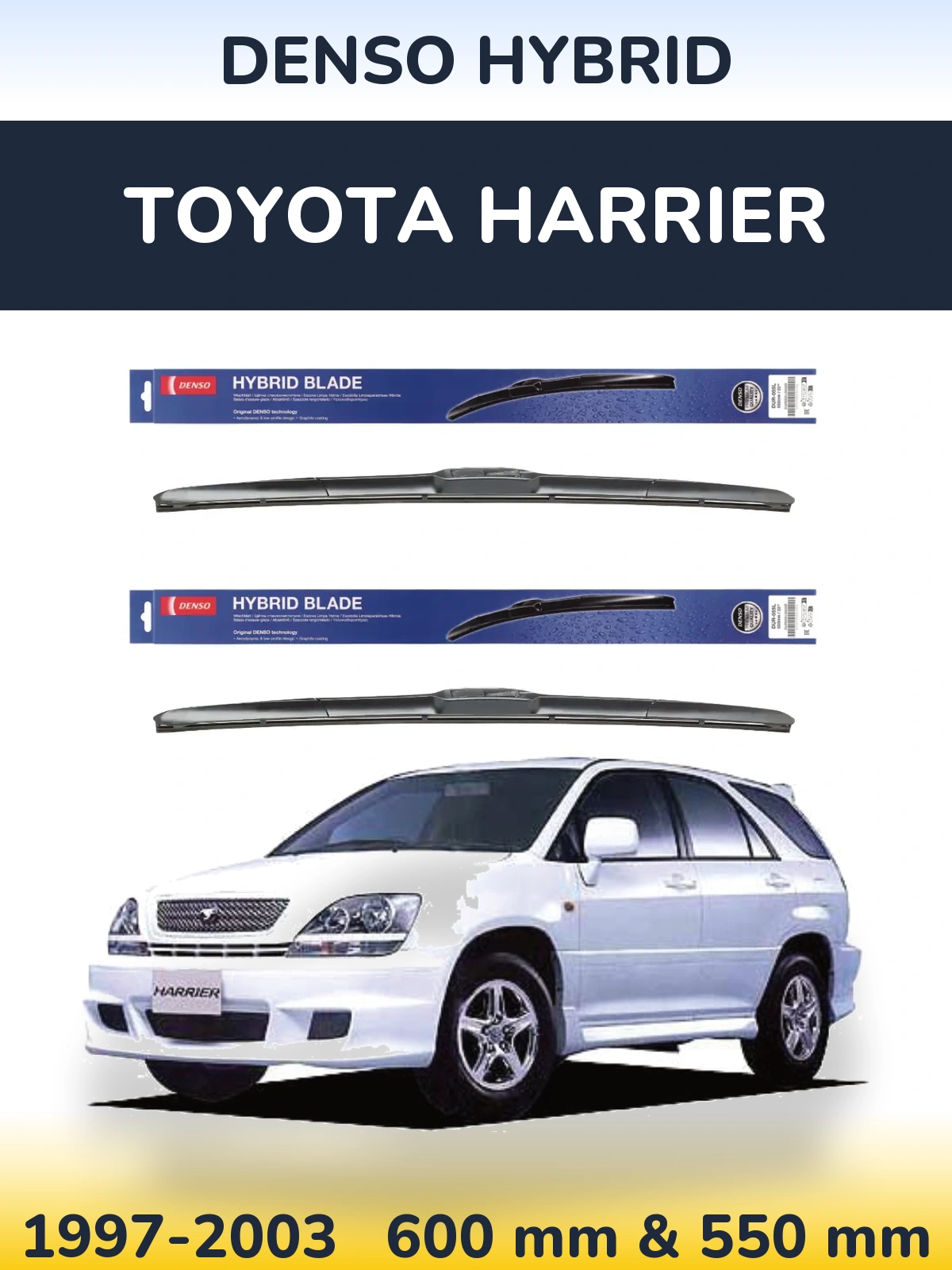 Komplet przednich wycieraczek Denso Hybrid 600 & 550 mm do Toyota Harrier 1997-2003