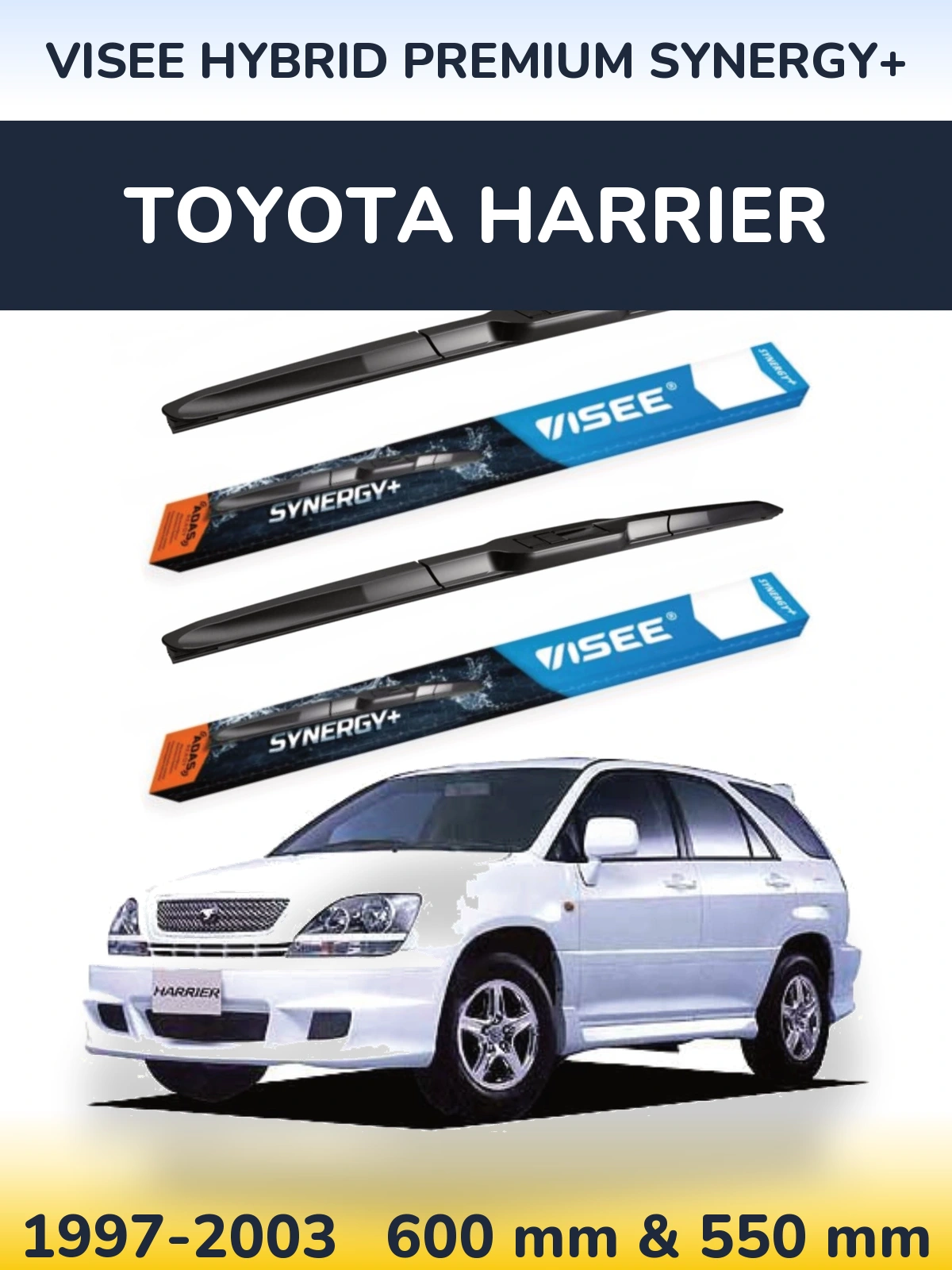 Komplet przednich wycieraczek VISEE HYBRID PREMIUM SYNERGY+ 600 & 550 mm do Toyota Harrier 1997-2003