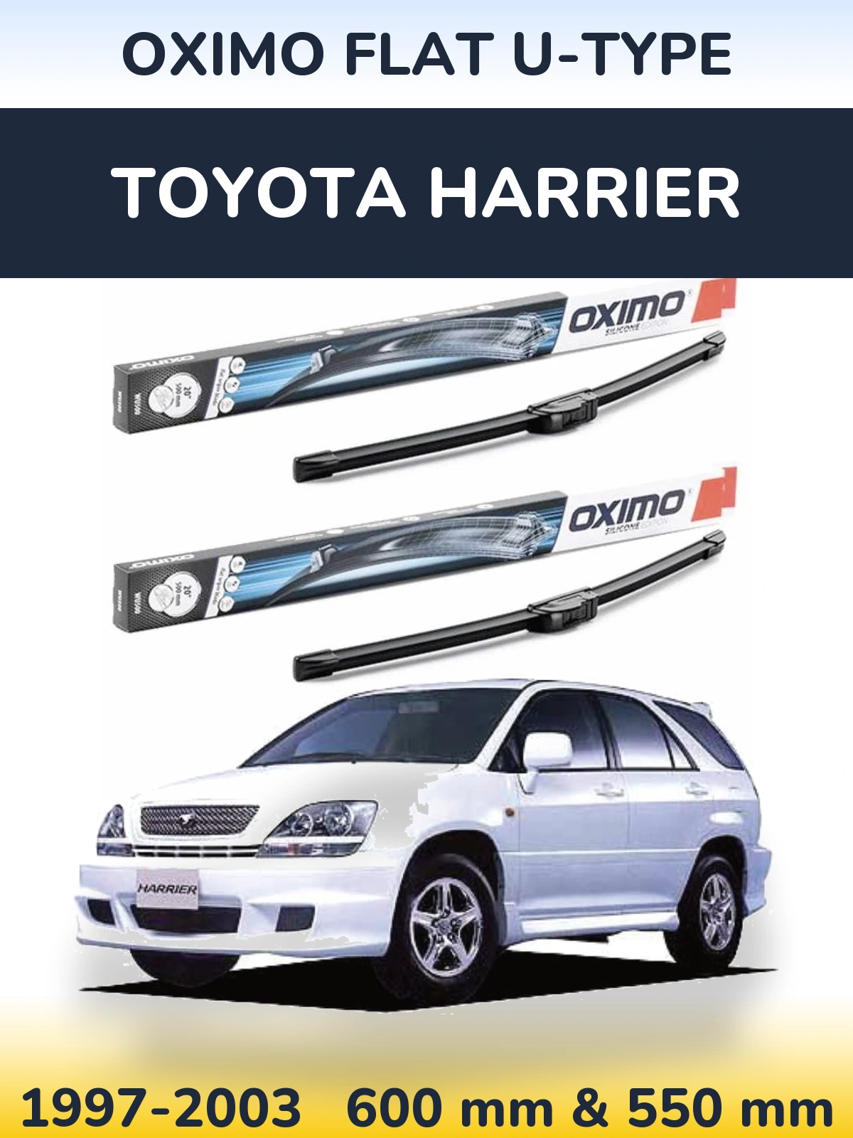 Комплект передних дворников Oximo Flat U-type 600 & 550 мм для Toyota Harrier 1997-2003