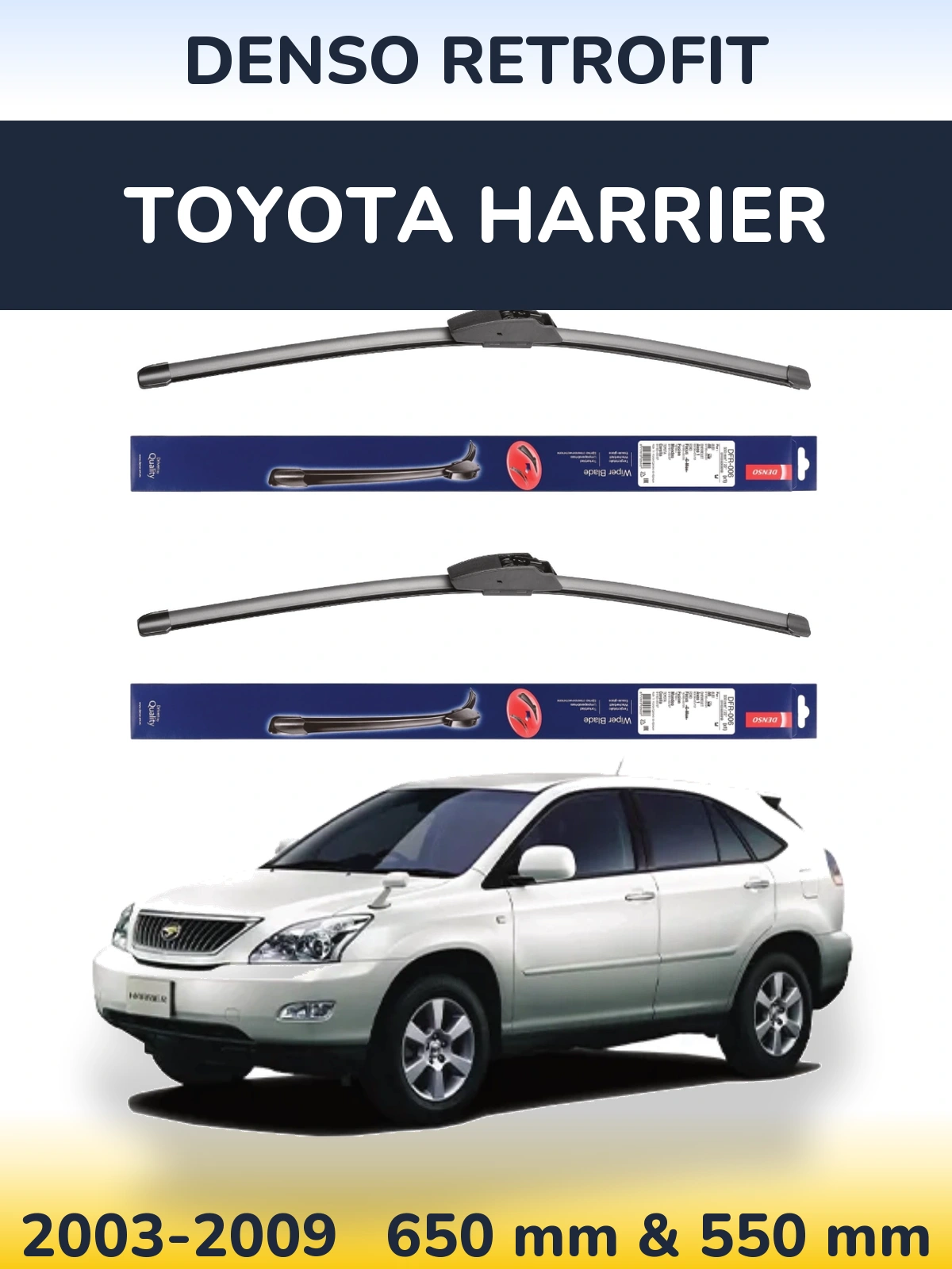 Komplet przednich wycieraczek Denso Retrofit 650 & 550 mm do Toyota Harrier 2003-2009