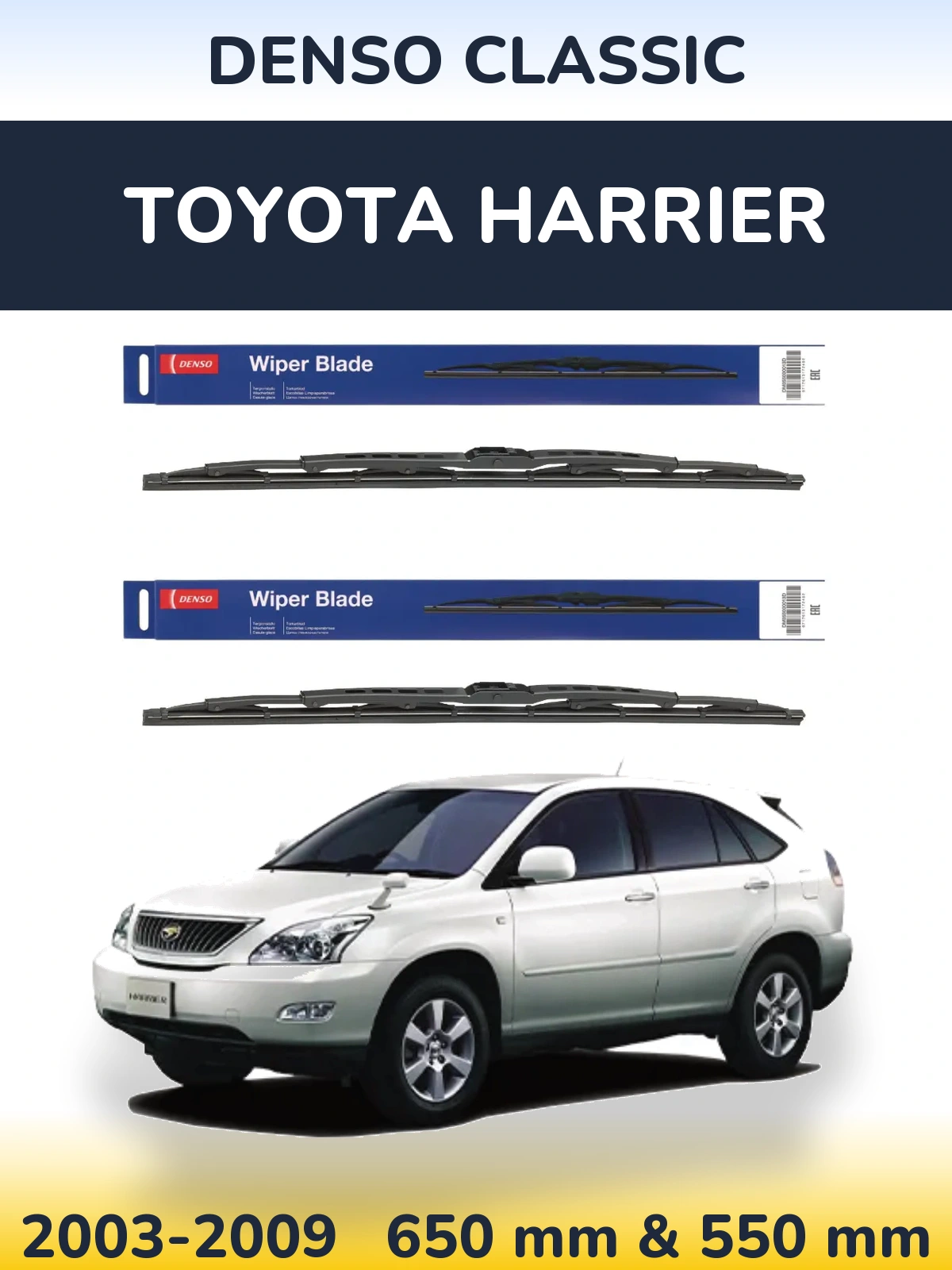Komplet przednich wycieraczek Denso Classic 650 & 550 mm do Toyota Harrier 2003-2009