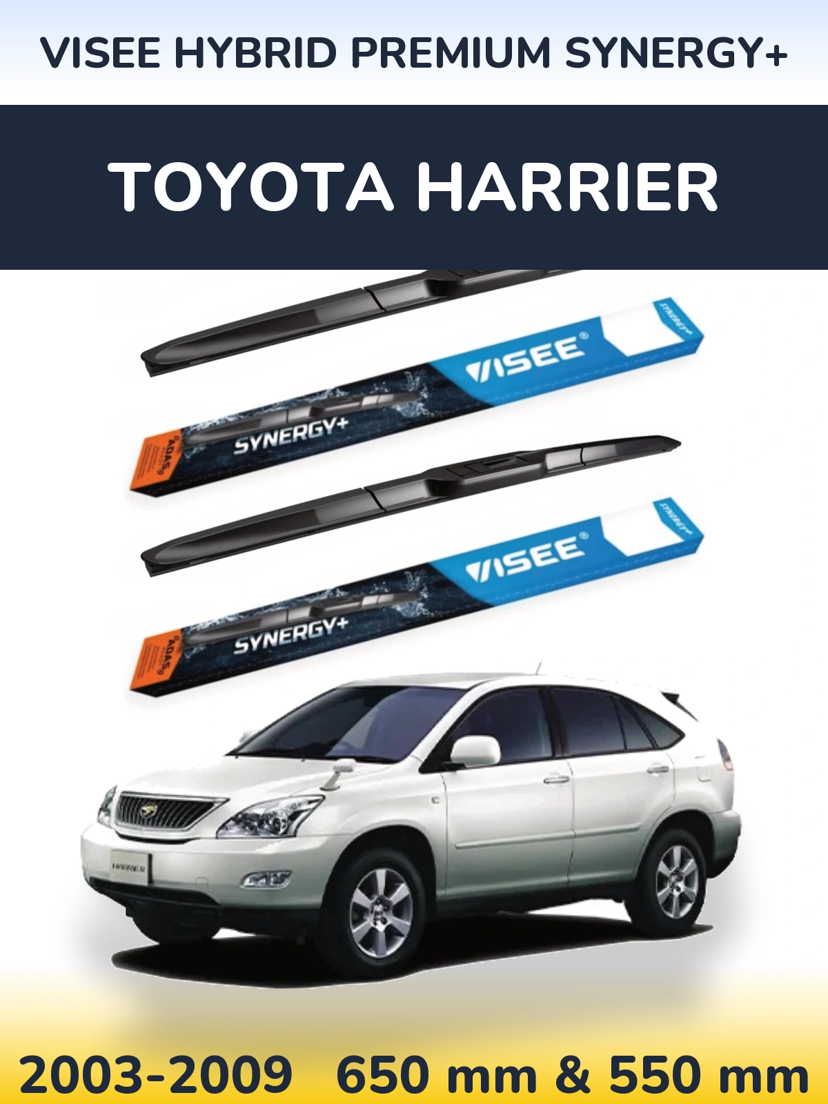 Komplet przednich wycieraczek VISEE HYBRID PREMIUM SYNERGY+ 650 & 550 mm do Toyota Harrier 2003-2009