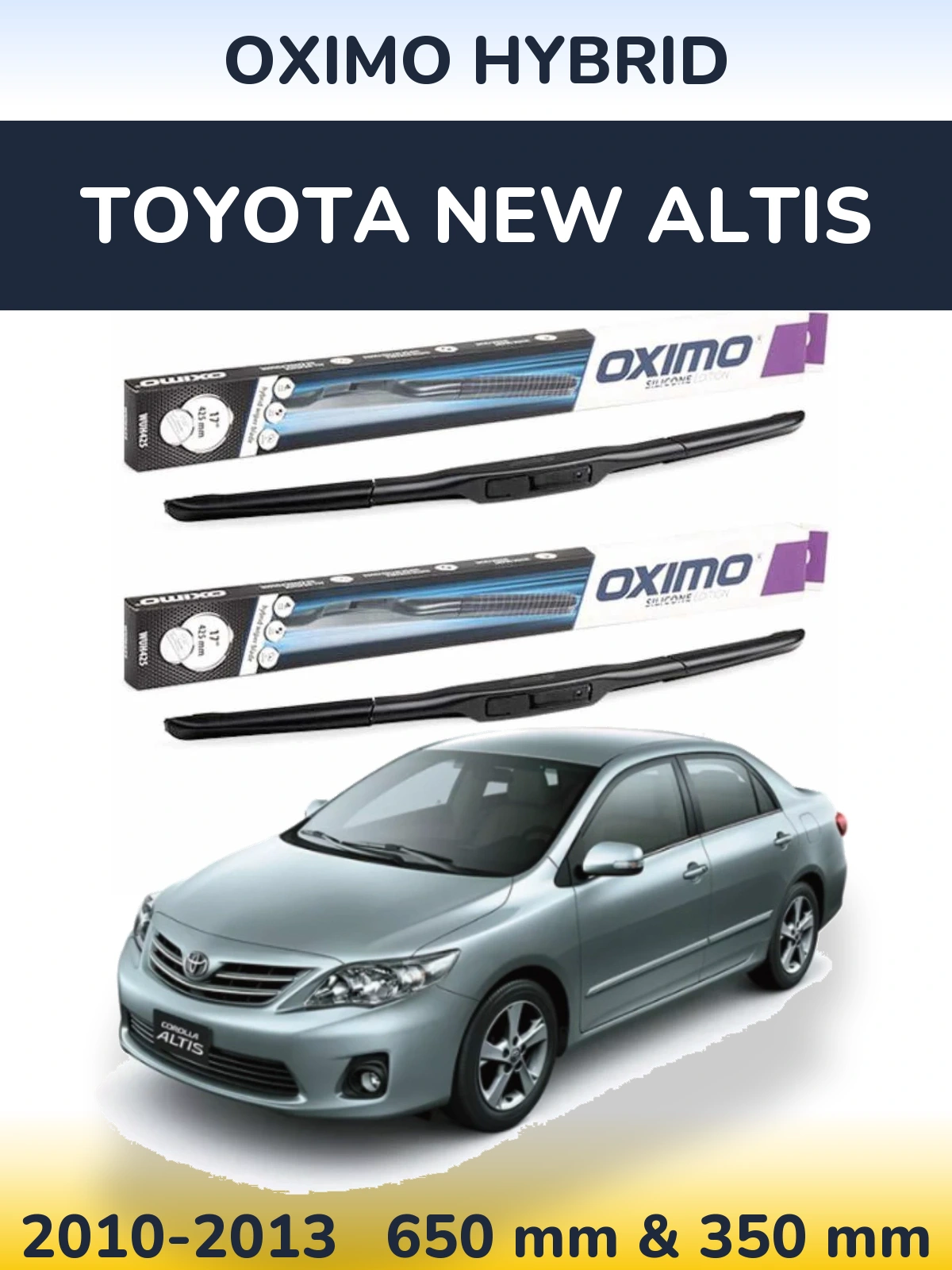 Комплект передних дворников Oximo Hybrid 650 & 350 мм для Toyota New Altis 2010-2013