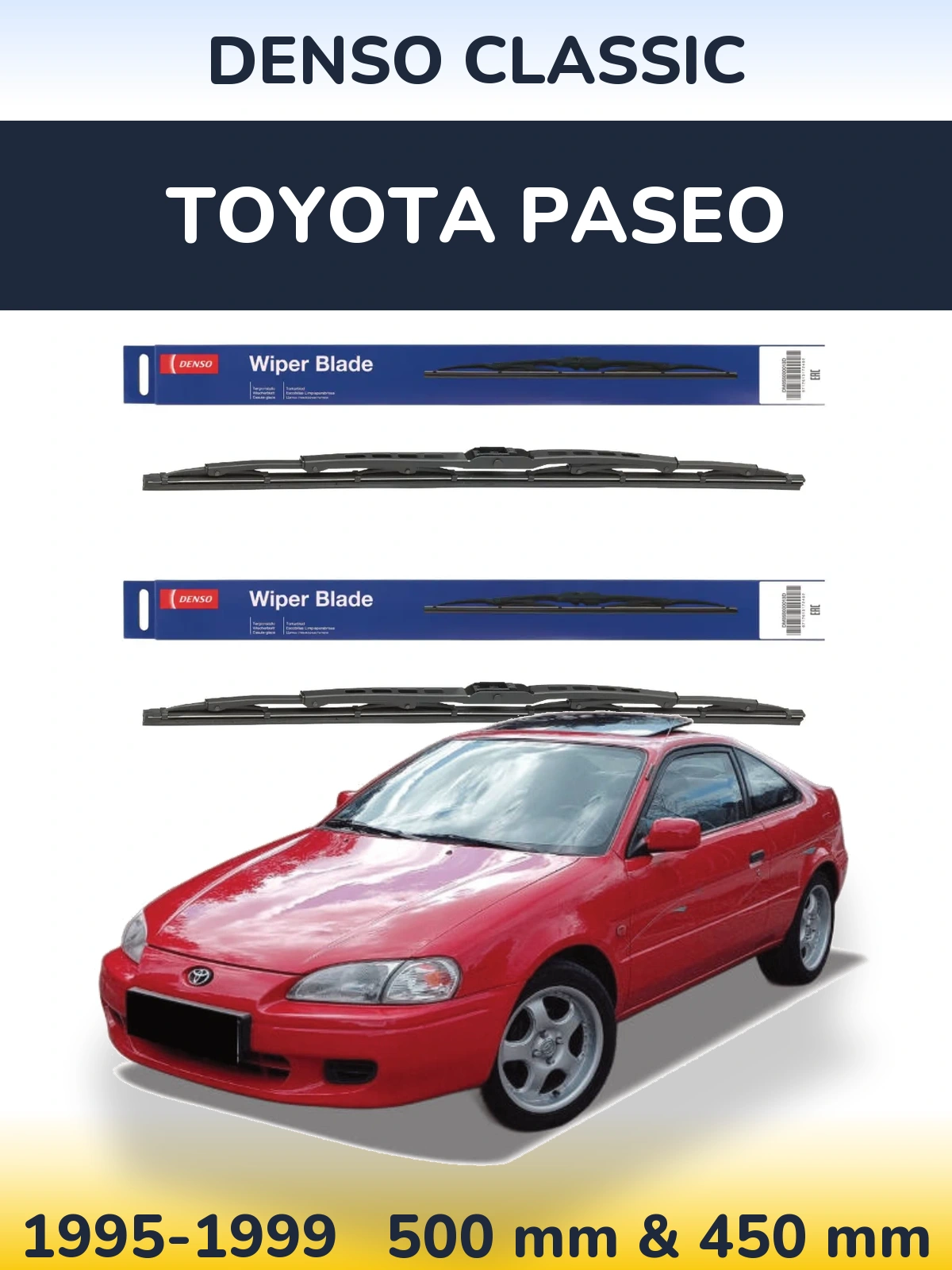Комплект передних дворников Denso Classic 500 & 450 мм для Toyota Paseo 1995-1999