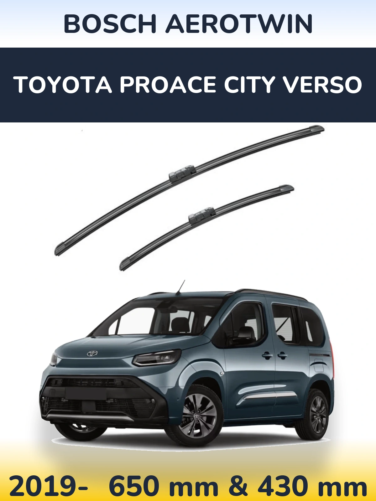 Komplet przednich wycieraczek BOSCH AeroTwin 650 & 430 mm do Toyota ProAce City Verso 2019-2026