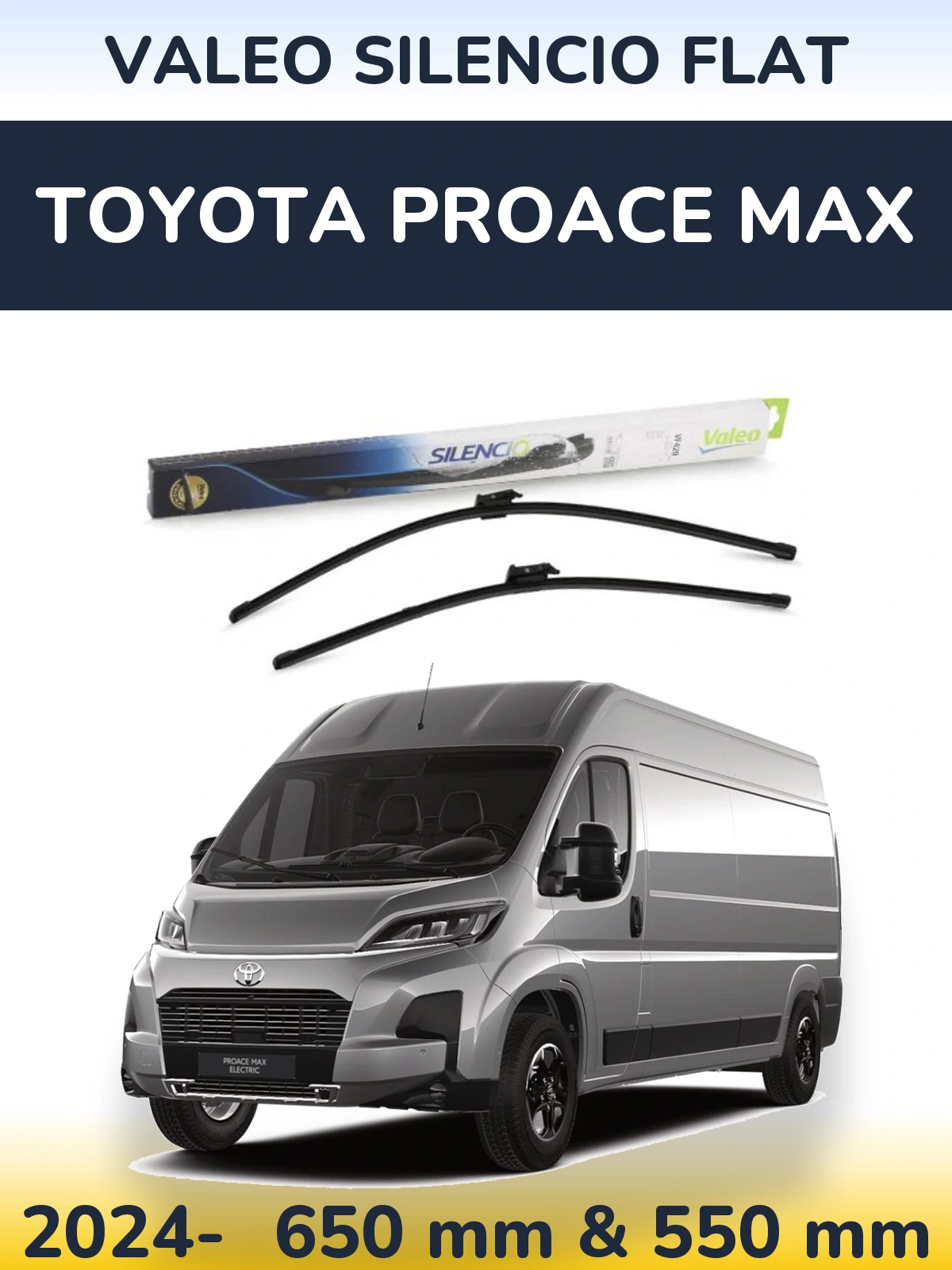 Komplet przednich wycieraczek Valeo Silencio Flat 650 & 550 mm do Toyota ProAce Max 2024-2026