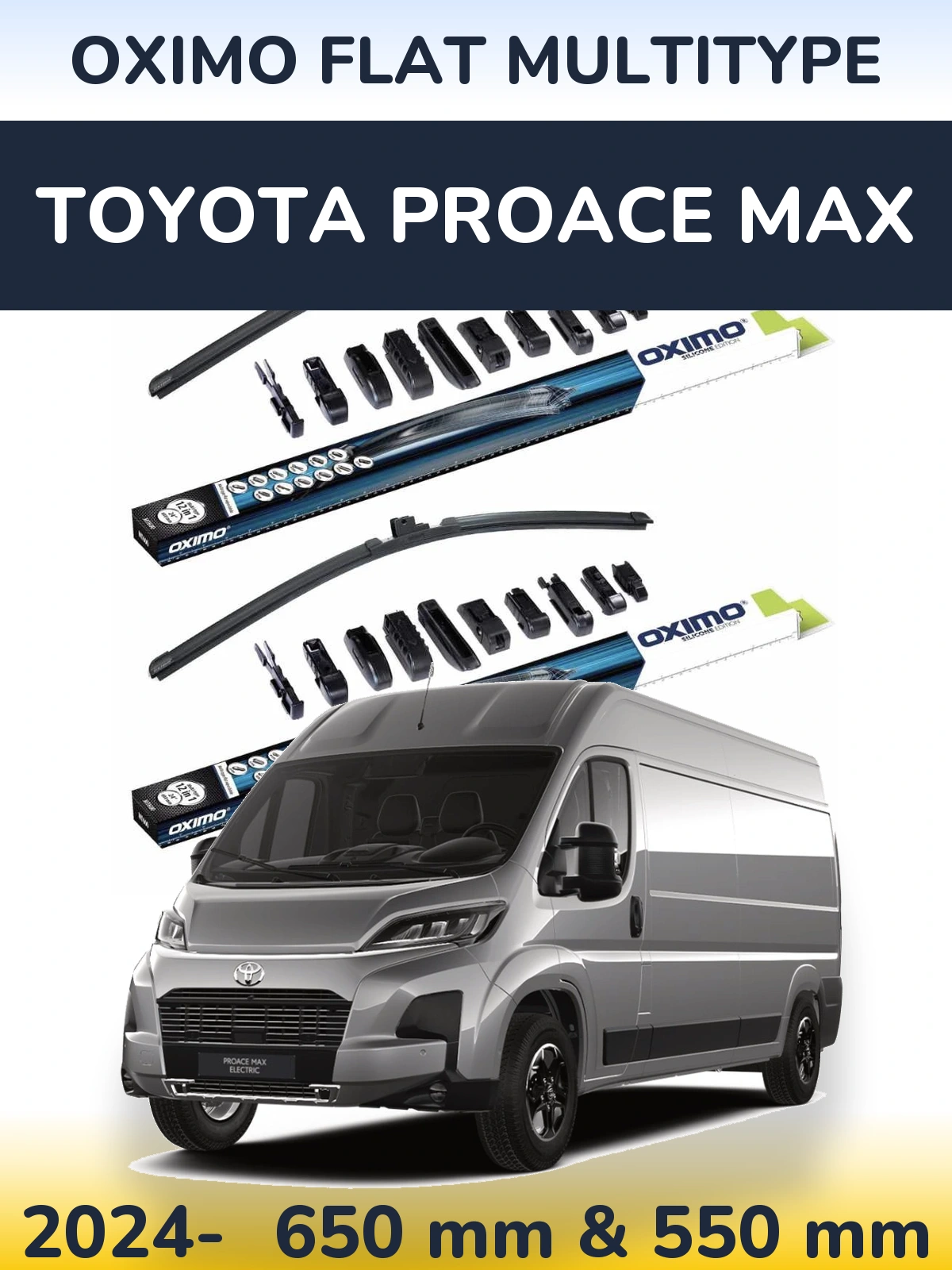 Komplet przednich wycieraczek Oximo Flat MultiType 650 & 550 mm do Toyota ProAce Max 2024-2026
