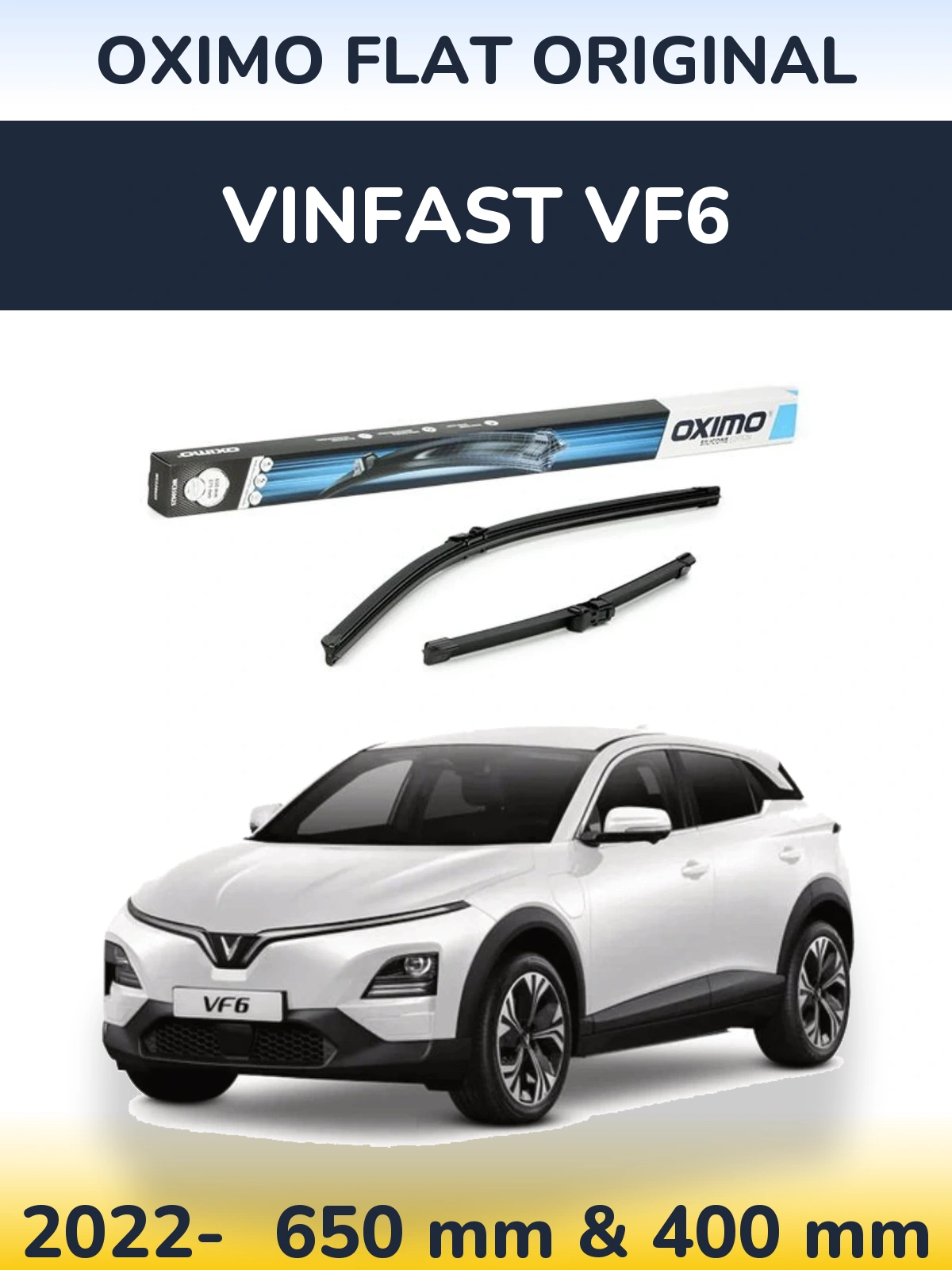 Комплект передних дворников Oximo Flat Original 650 & 375 мм для Vinfast VF6 2022-2026