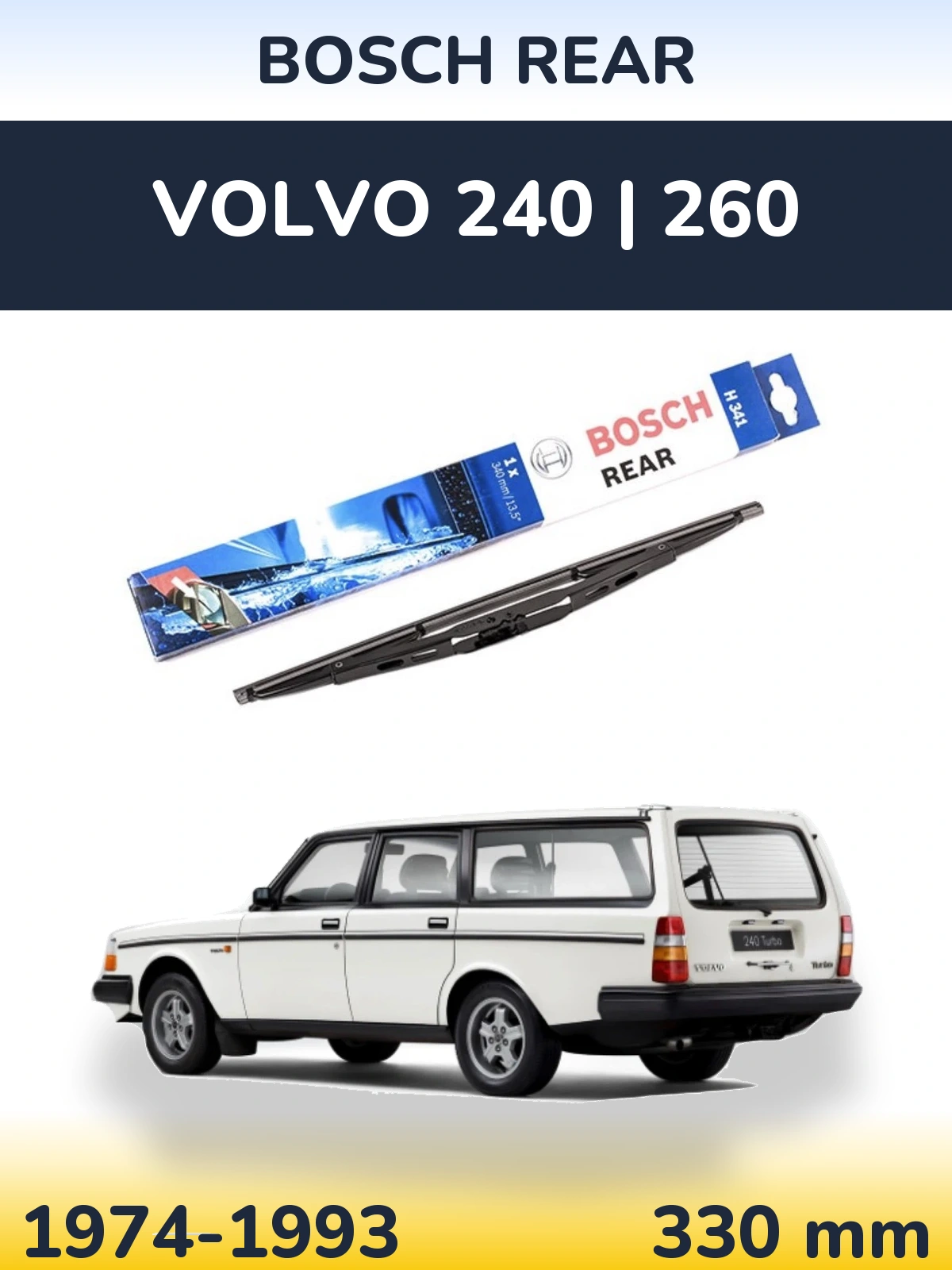 Задний дворник BOSCH Rear 340 мм для Volvo 240 | 260 1974-1993