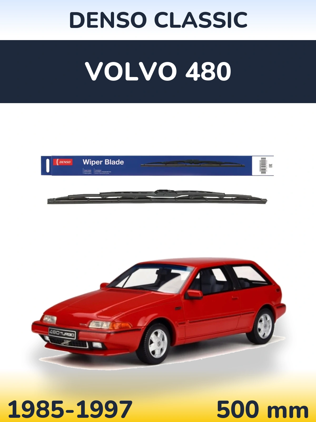 Rear wiper blade Denso Classic 500 mm for Volvo 480 1985-1997