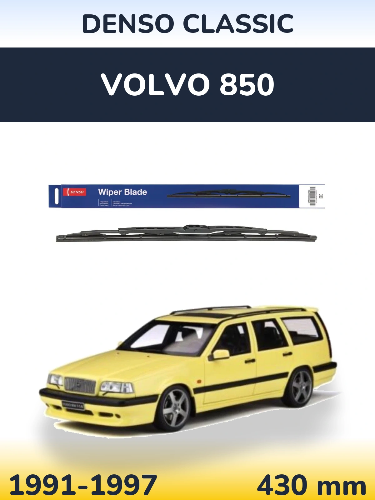 Rear wiper blade Denso Classic 430 mm for Volvo 850 1991-1997