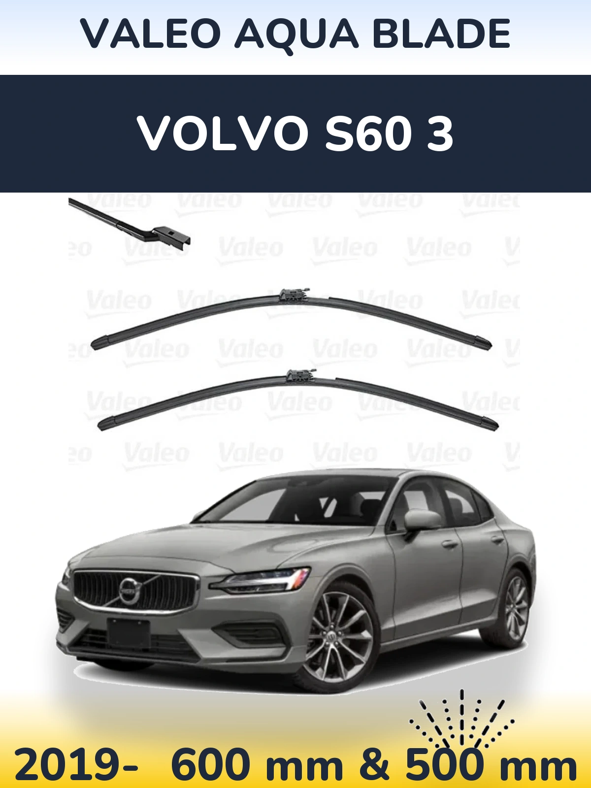 Komplet przednich wycieraczek Valeo Aqua Blade 600 & 500 mm do Volvo S60 3 2019-2026