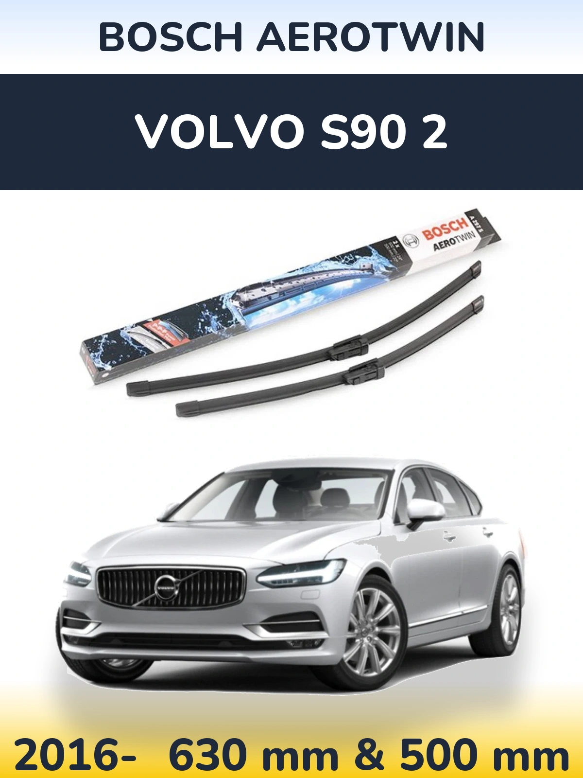 Komplet przednich wycieraczek BOSCH AeroTwin 600 & 500 mm do Volvo S90 2 2016-2026