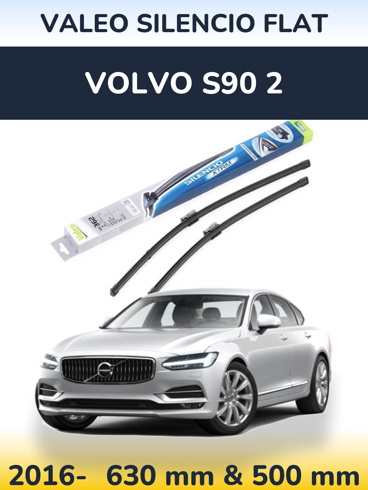 Komplet przednich wycieraczek Valeo Silencio Flat 600 & 500 mm do Volvo S90 2 2016-2026