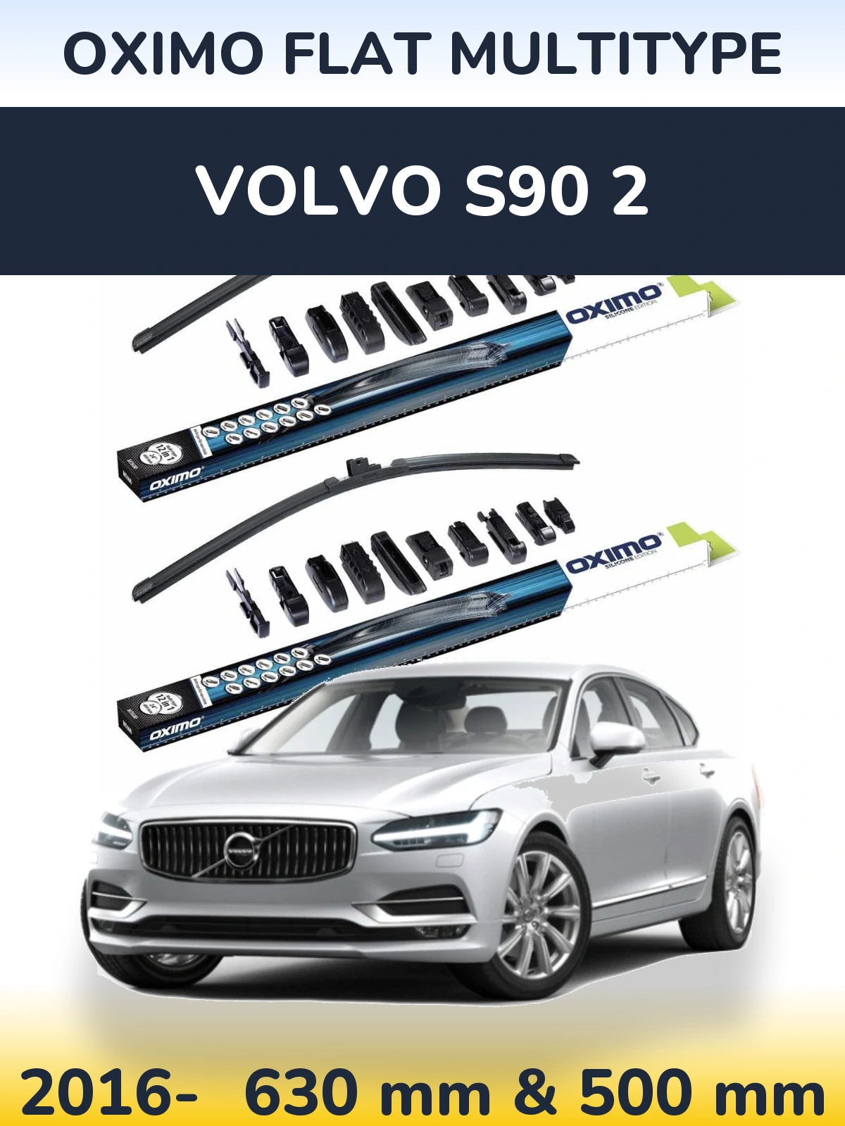 Комплект передних дворников Oximo Flat MultiТипe 600 & 500 мм для Volvo S90 2 2016-2026