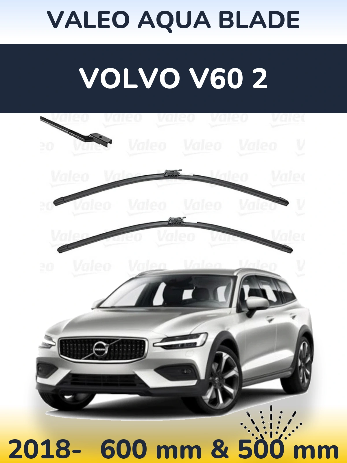 Komplet przednich wycieraczek Valeo Aqua Blade 600 & 500 mm do Volvo V60 2 2018-2026