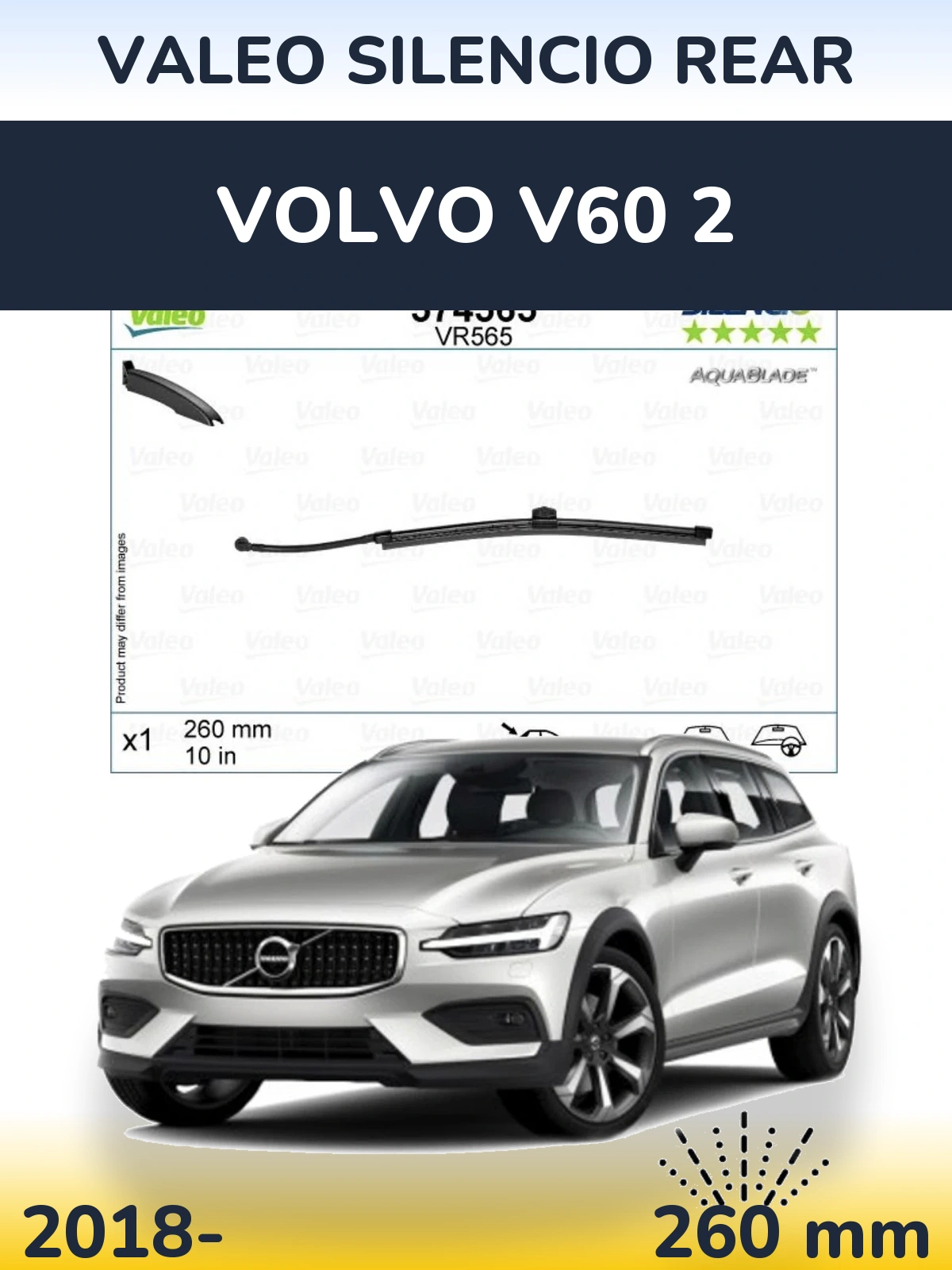 Tylna wycieraczka Valeo Silencio Rear 260 mm do Volvo V60 2 2018-2026