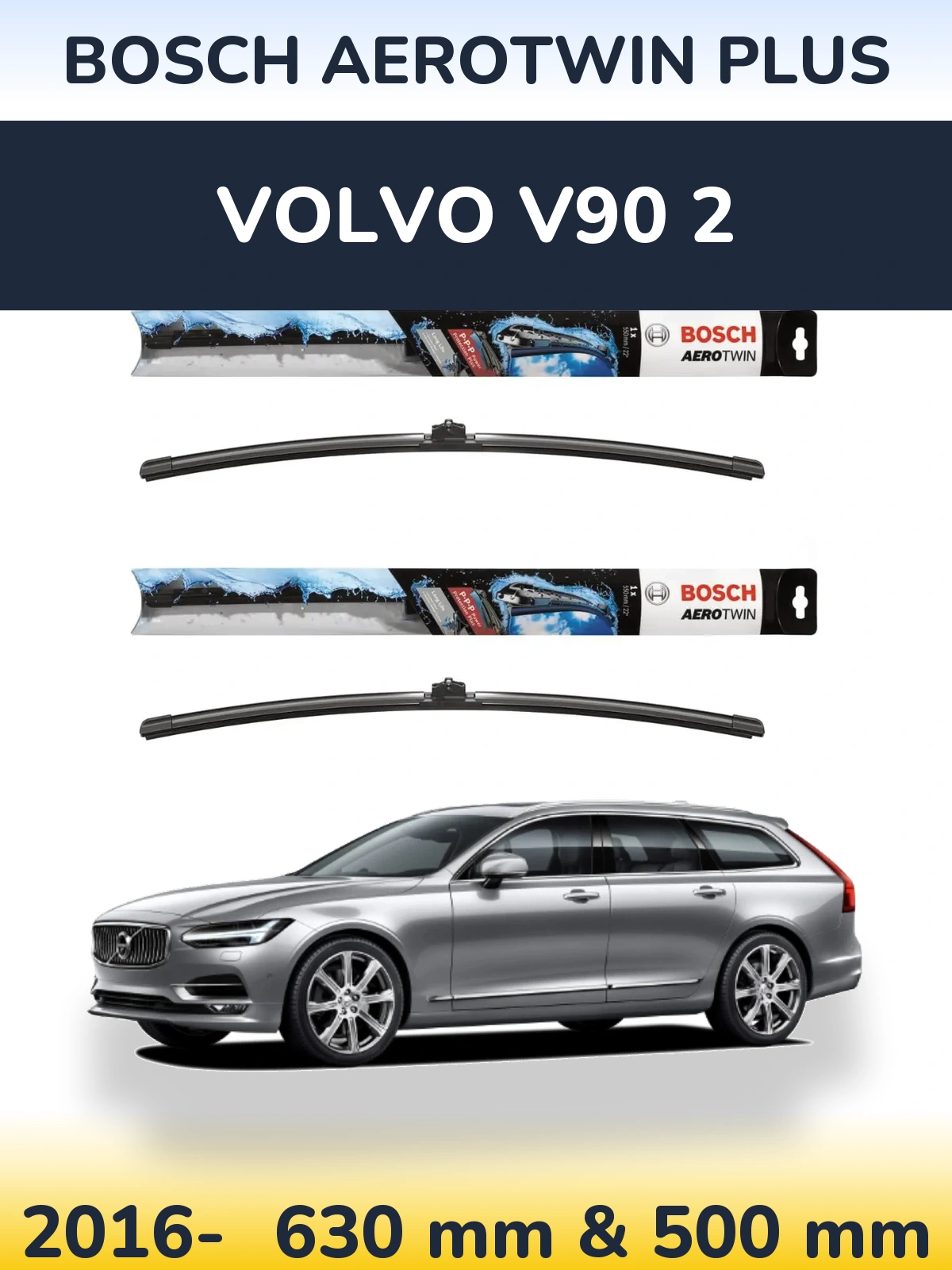 Komplet przednich wycieraczek BOSCH AeroTwin Plus 600 & 500 mm do Volvo V90 2 2016-2026