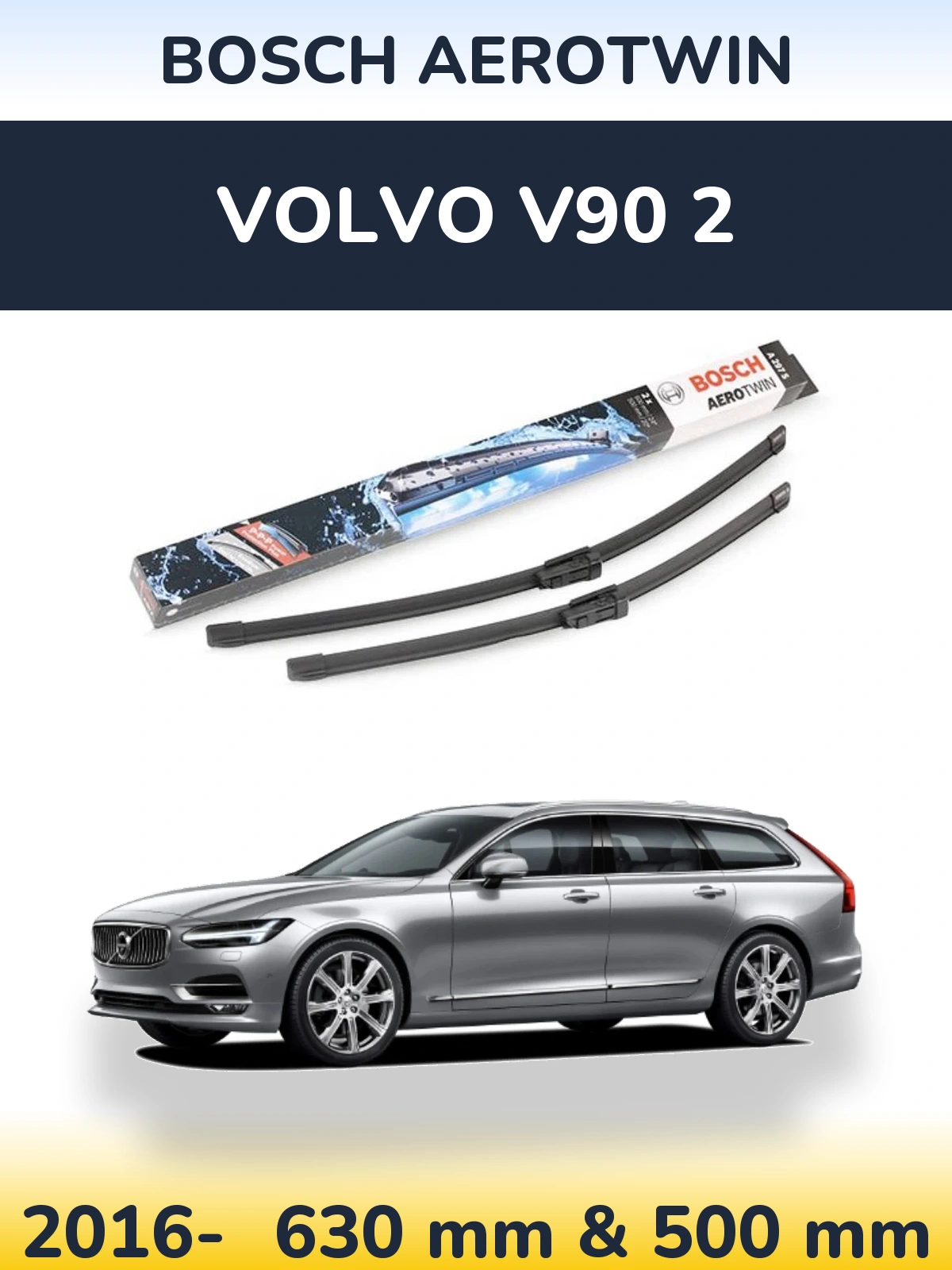 Komplet przednich wycieraczek BOSCH AeroTwin 600 & 500 mm do Volvo V90 2 2016-2026