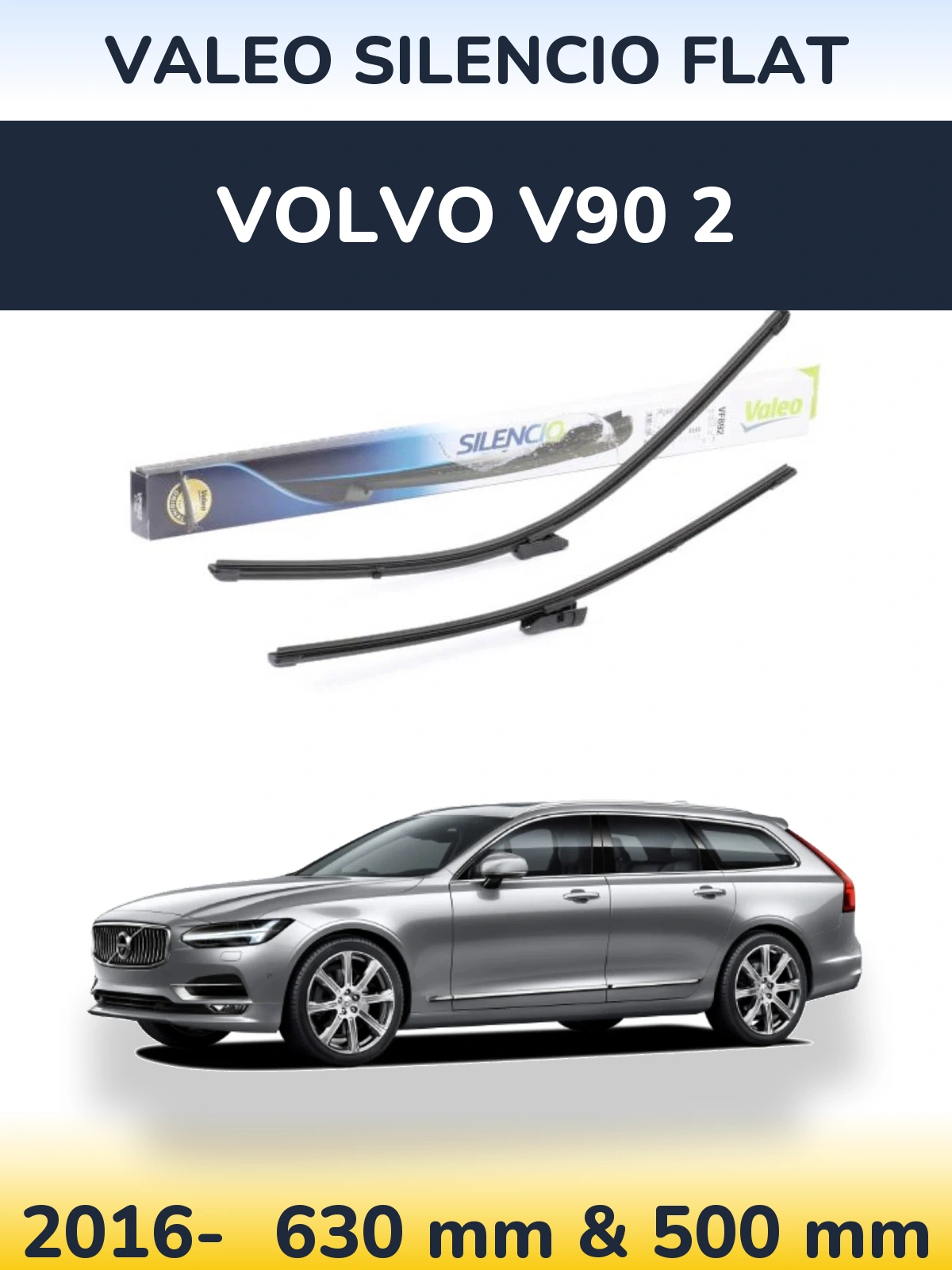 Комплект передних дворников Valeo Silencio Flat 630 & 500 мм для Volvo V90 2 2016-2026