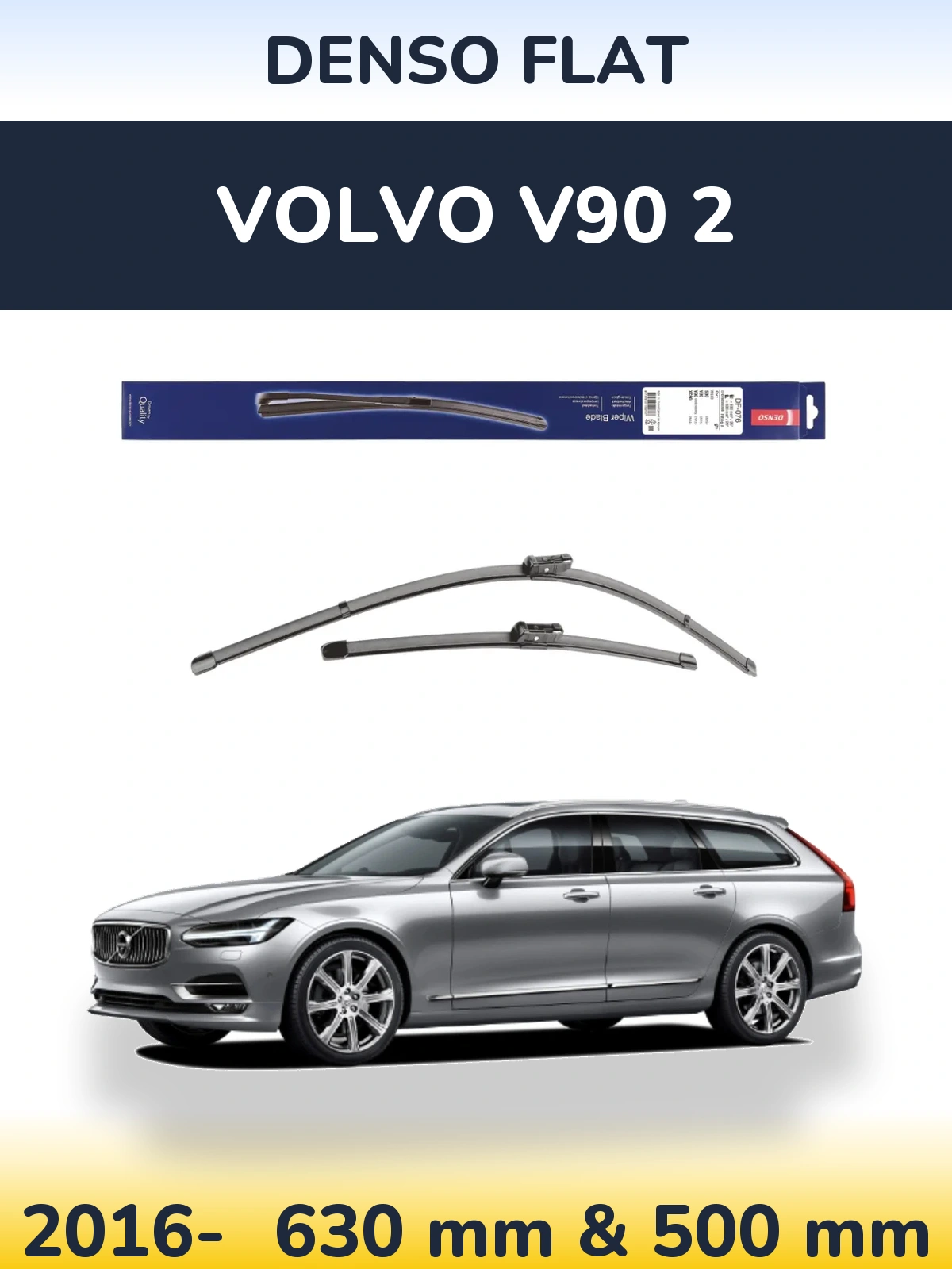 Комплект передних дворников Denso Flat 630 & 500 мм для Volvo V90 2 2016-2026