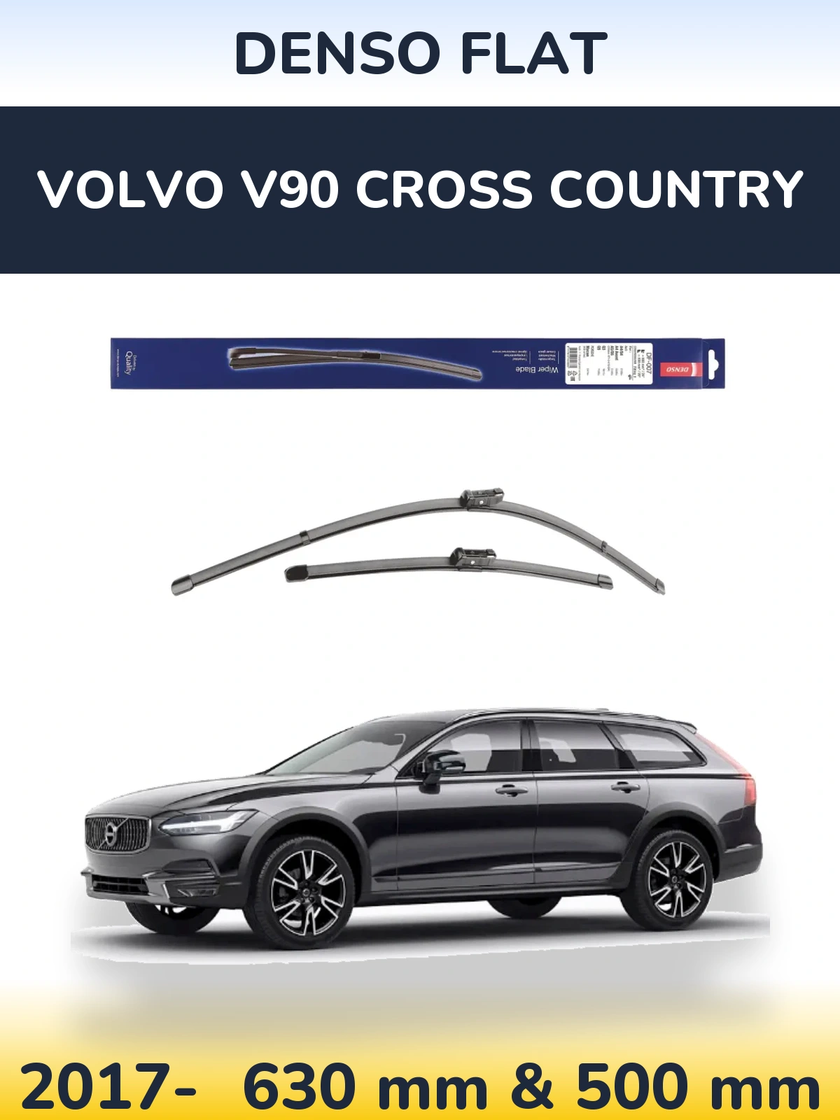 Komplet przednich wycieraczek Denso Flat 600 & 500 mm do Volvo V90 Cross Country 2017-2026