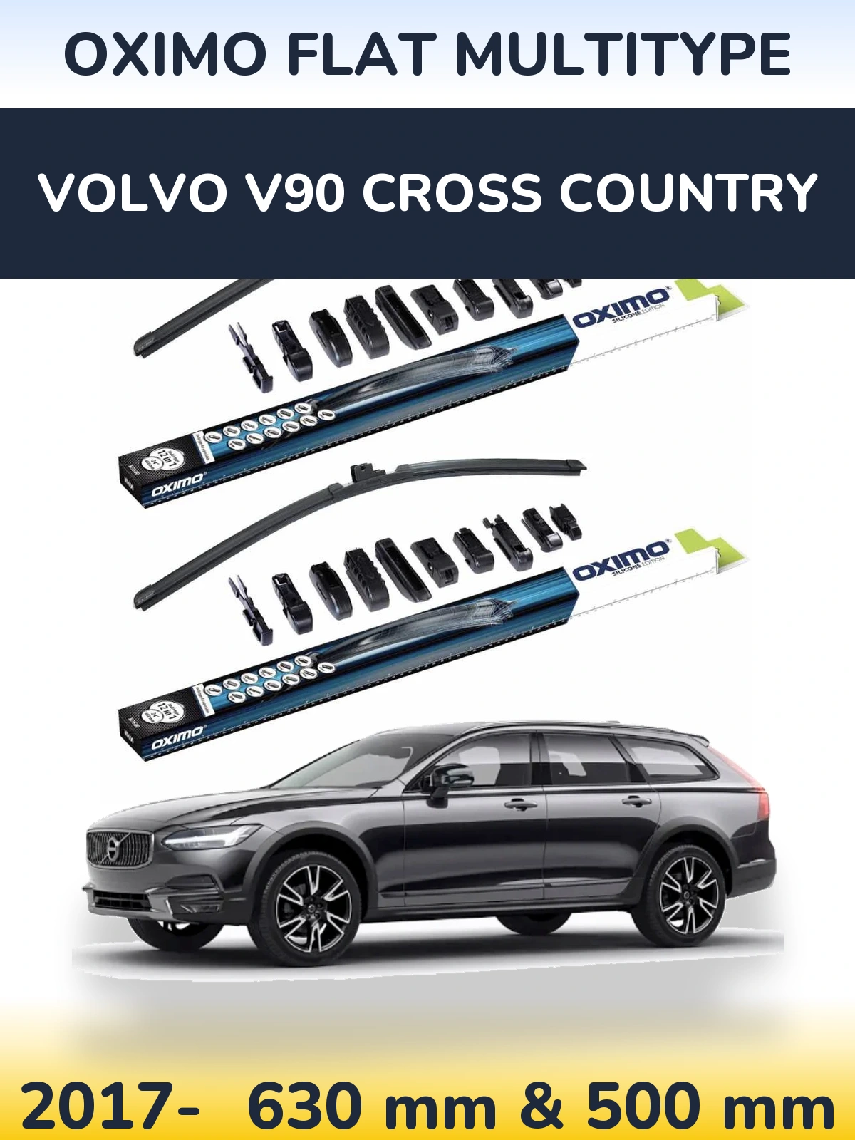 Komplet przednich wycieraczek Oximo Flat MultiType 600 & 500 mm do Volvo V90 Cross Country 2017-2026